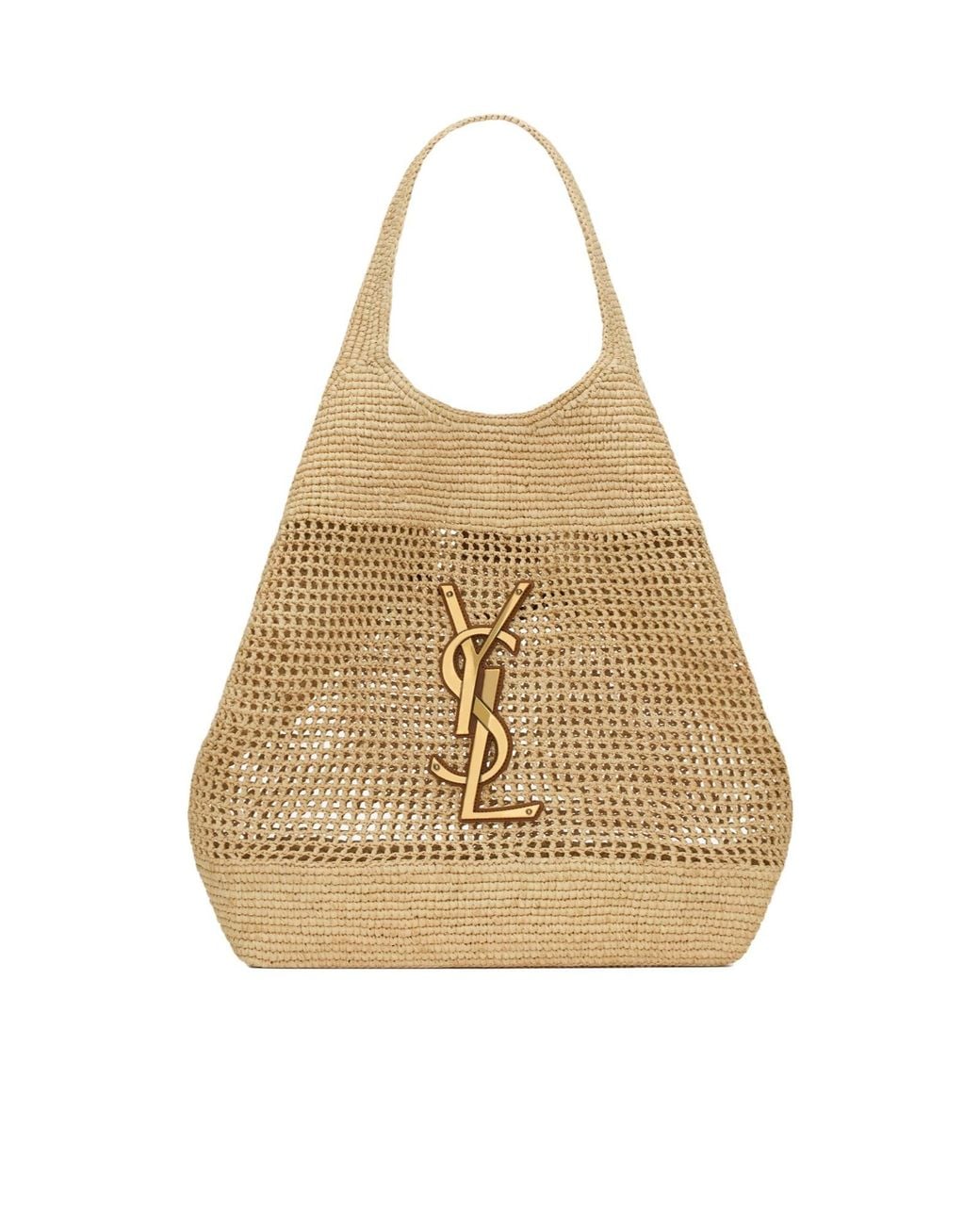 Saint Laurent Natural Icare Logo Plaque Shoulder Bag