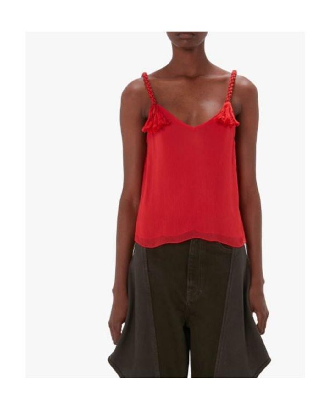 J.W. Anderson Red Tassel-Strap V-Neck Top