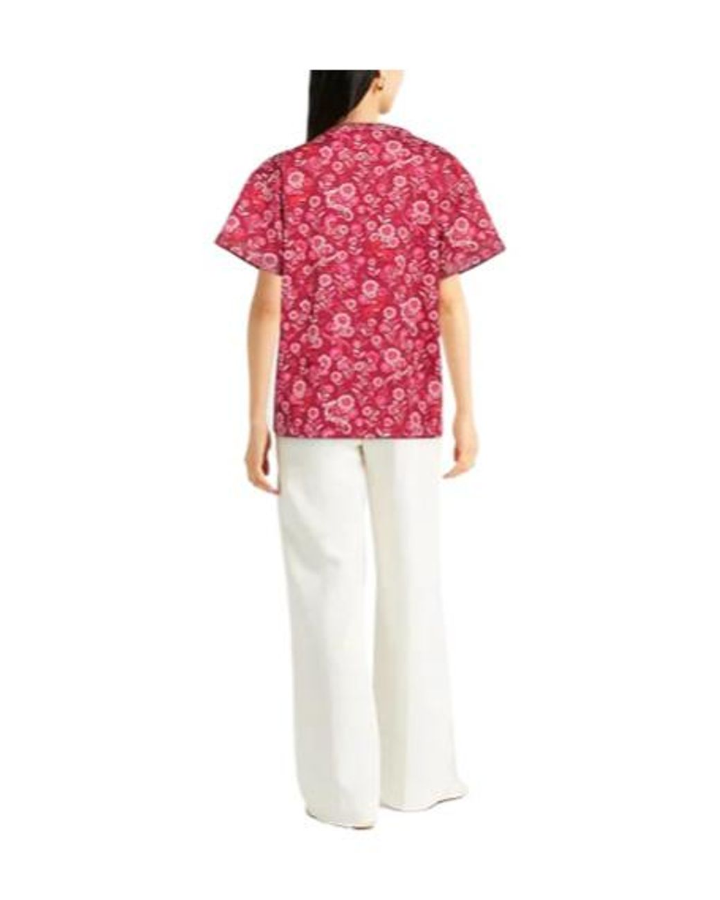 Max Mara Red Round Neck Printed T-Shirt
