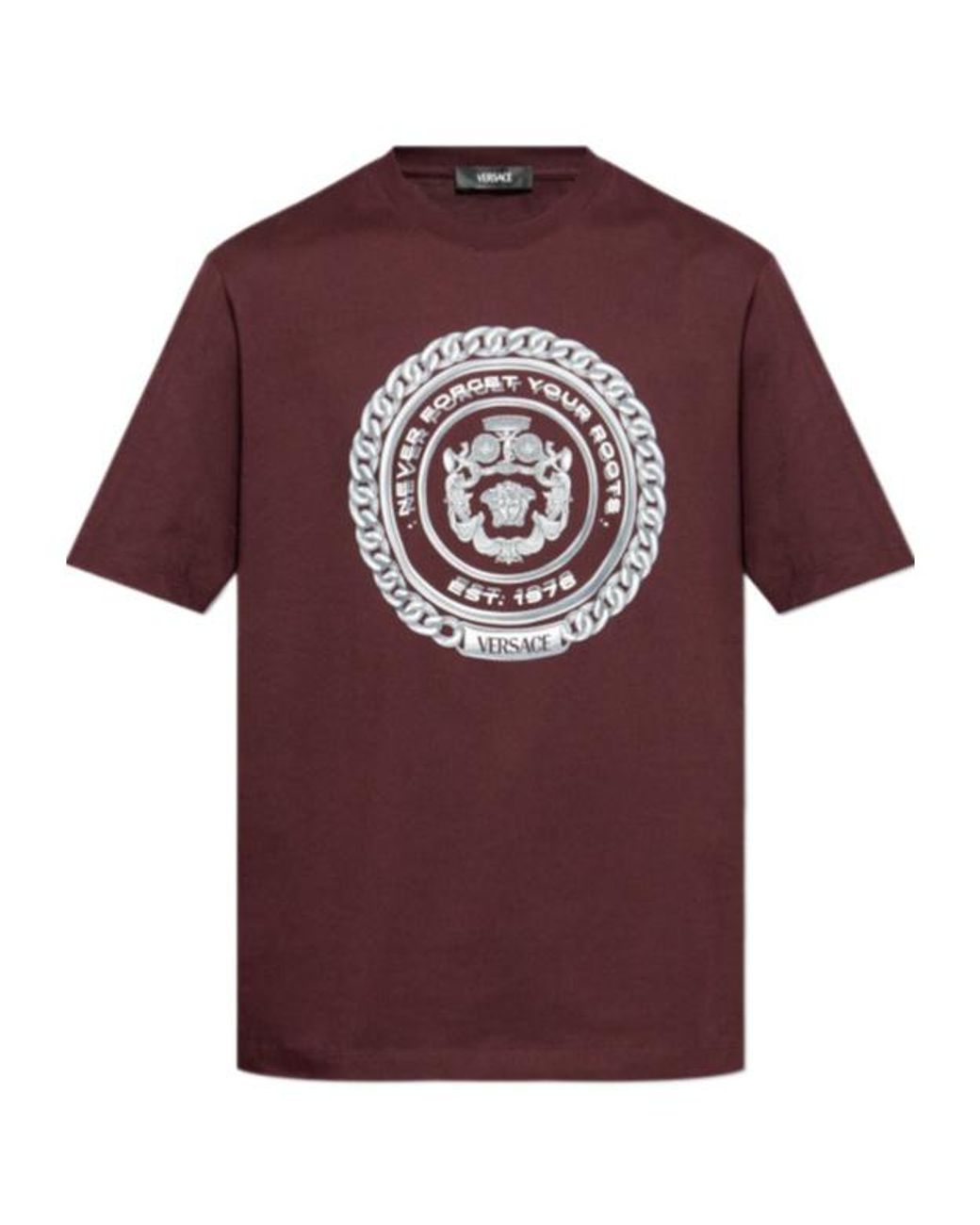 Versace Red Never Forget-Printed Crewneck T-Shirt for men