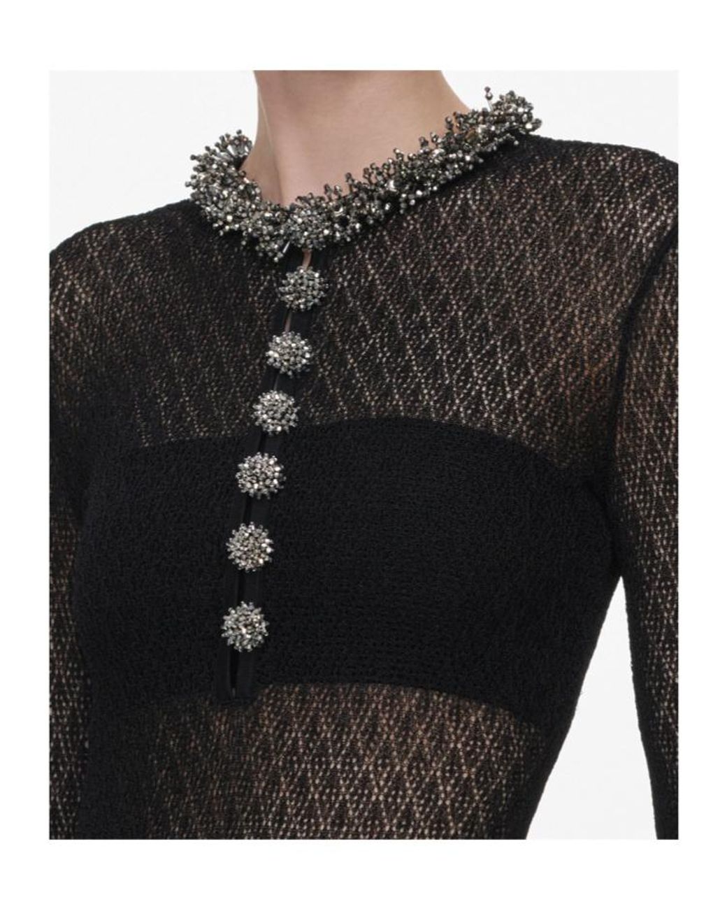 Self-Portrait Red Self Portrait Openwork Embellished-Trim Bodysuit