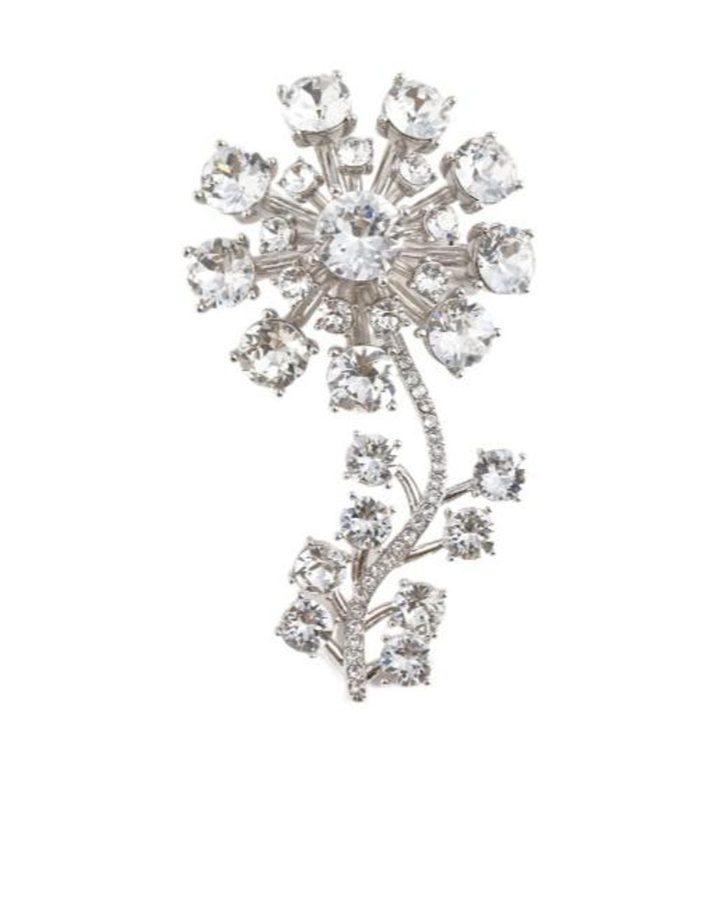 Self-Portrait White Crystal Flower Brooch