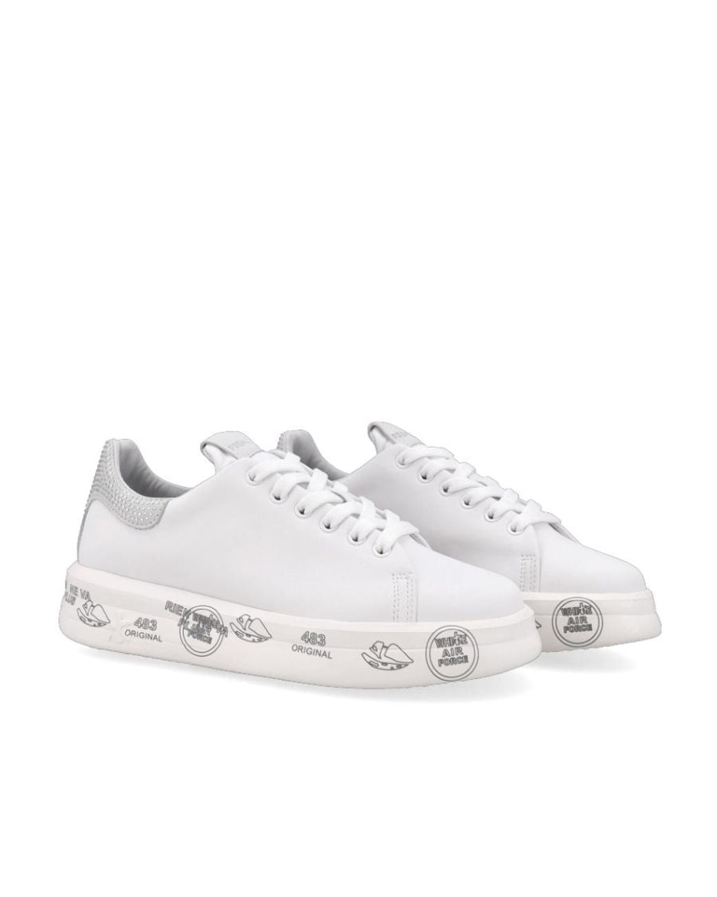 Premiata White Low-Cut Flat Casual Shoes