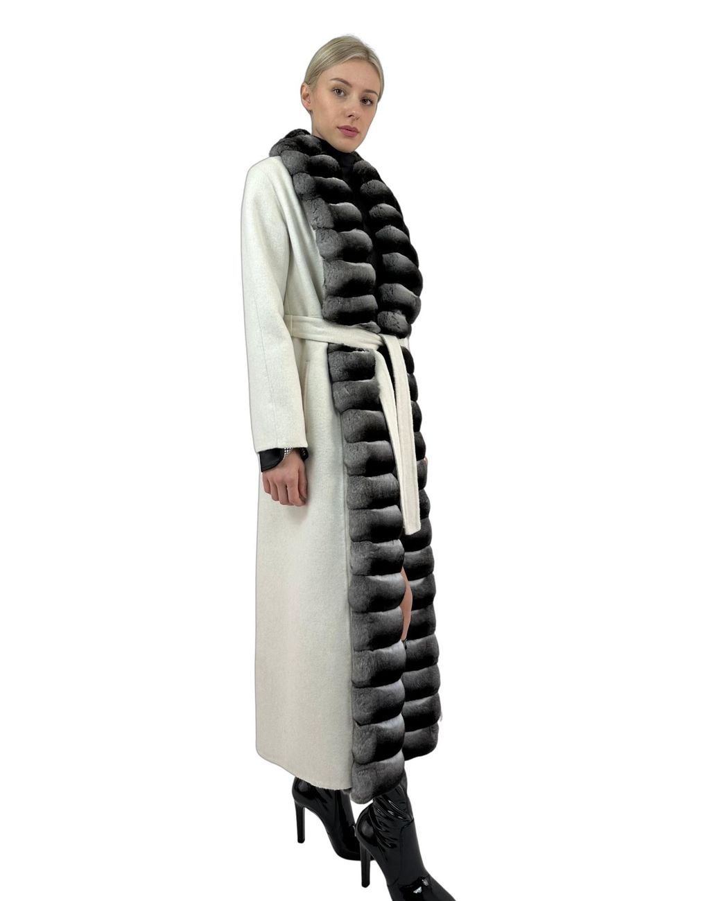 Liska White Lace-Up Coat