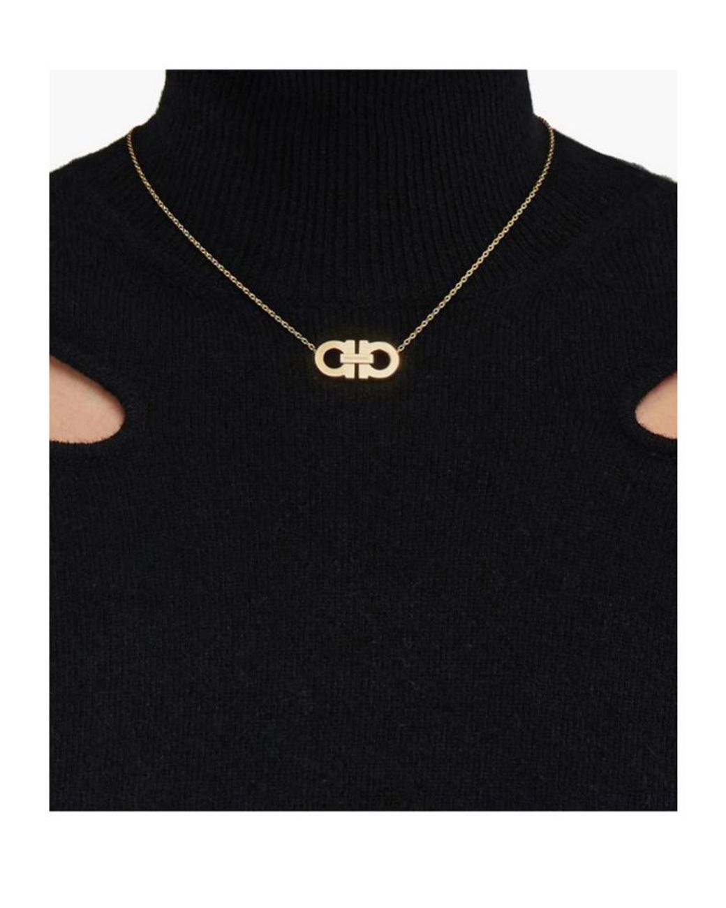 Ferragamo White Ferragamo Gancini Charm Claw Fastened Necklace