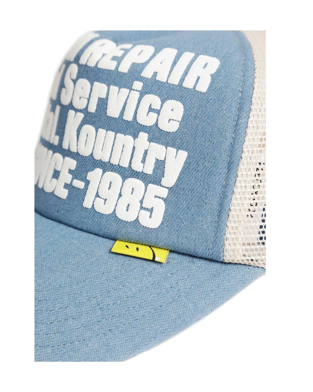 Kapital Blue Denim Repair Service Trucker Cap for men