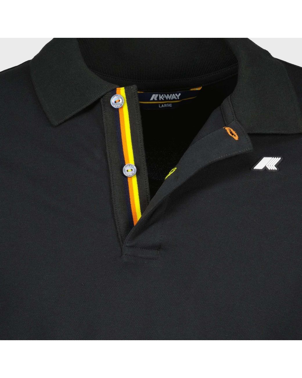 K-Way Black Logo Patch Short-Sleeved Polo Shirt for men