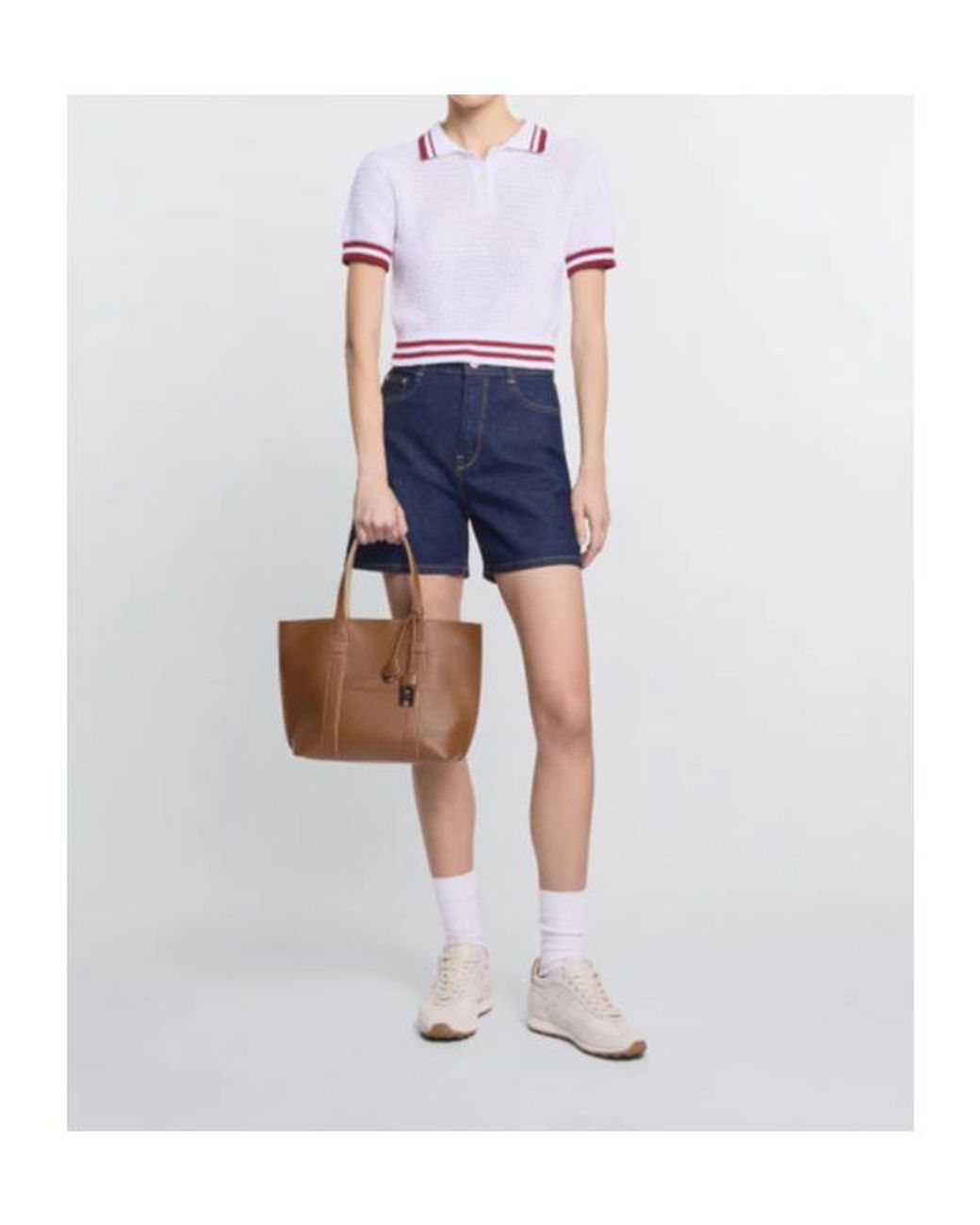 Hogan Brown Logo Embossed Top Handle Bag