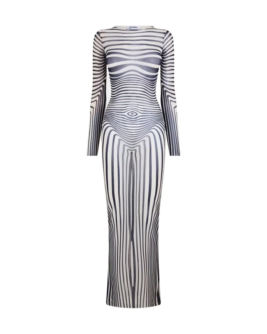 Jean Paul Gaultier Gray Striped Print Dress