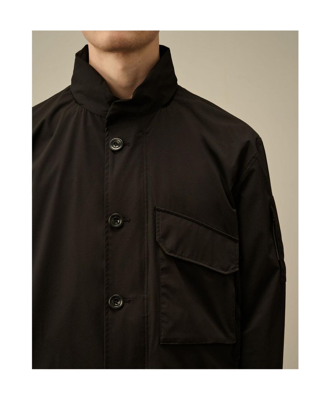 C P Company Black Logo Plaque Hooded Jacket for men