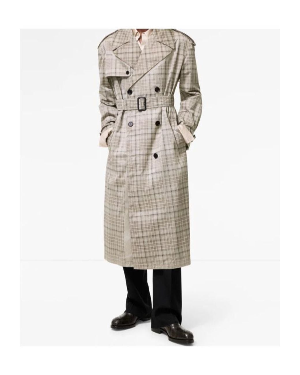 Burberry Natural Long Check Nylon Cotton Hoxton Trench Coat for men