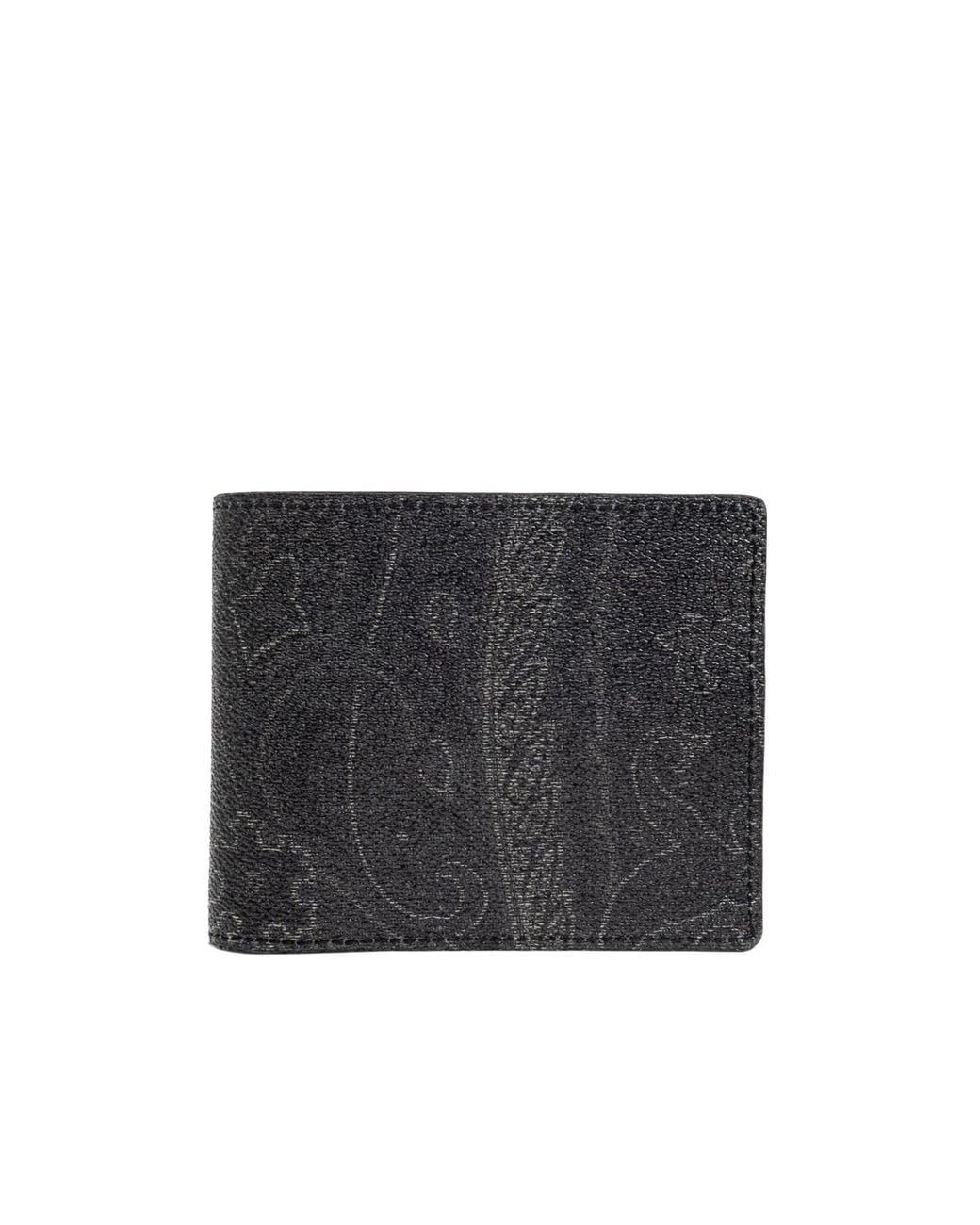 Etro Black Paisley Printed Bi-Fold Wallet for men