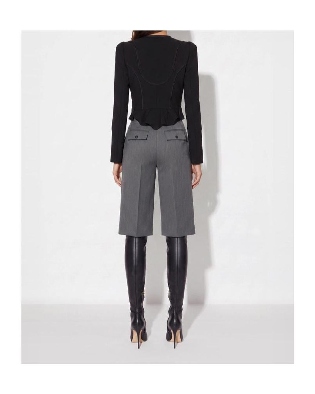 Elisabetta Franchi Black Zip Cropped Jacket