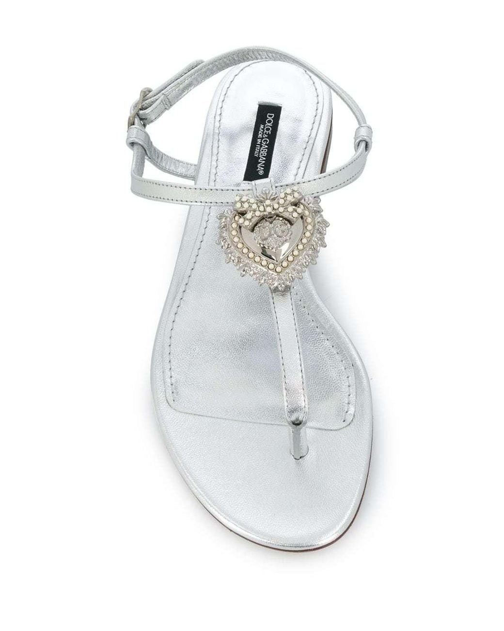 Dolce & Gabbana White Metallic Strap Sandals