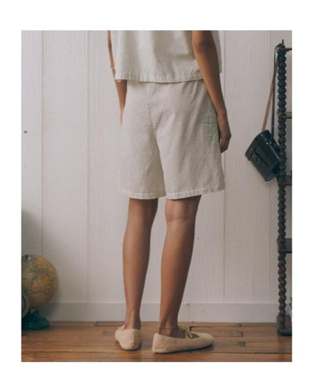 Maison Labiche White Palm-Patch Pinstriped Shorts