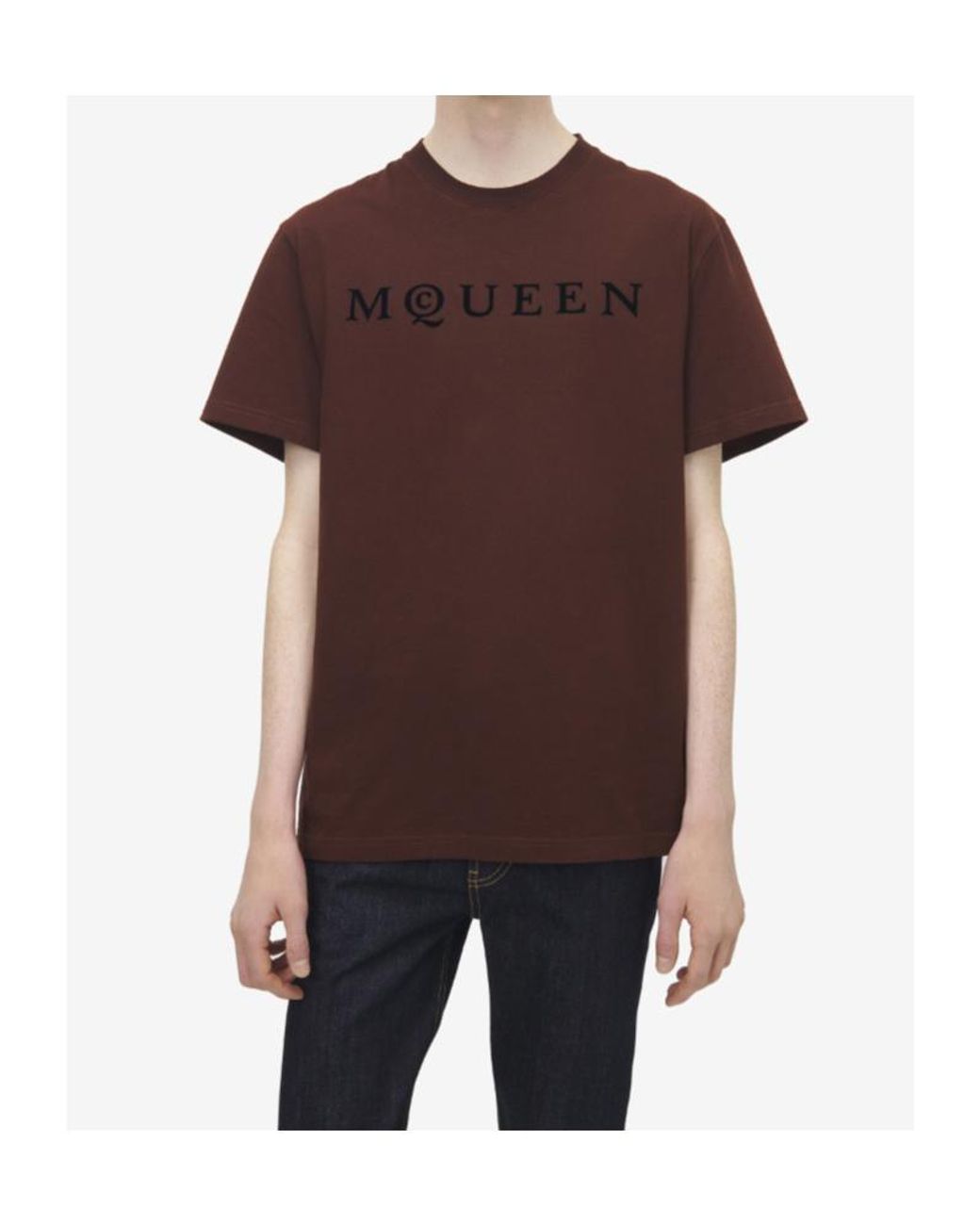 McQueen Brown Cotton Logo T-Shirt for men