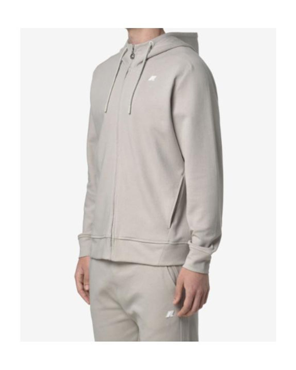 K-Way Gray Zip-Up Hooded Hoodie for men