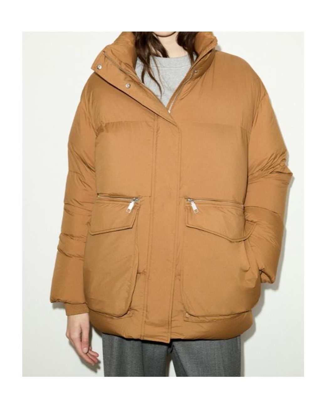 MAX&Co. Natural Oversized Padded Bomber Jacket