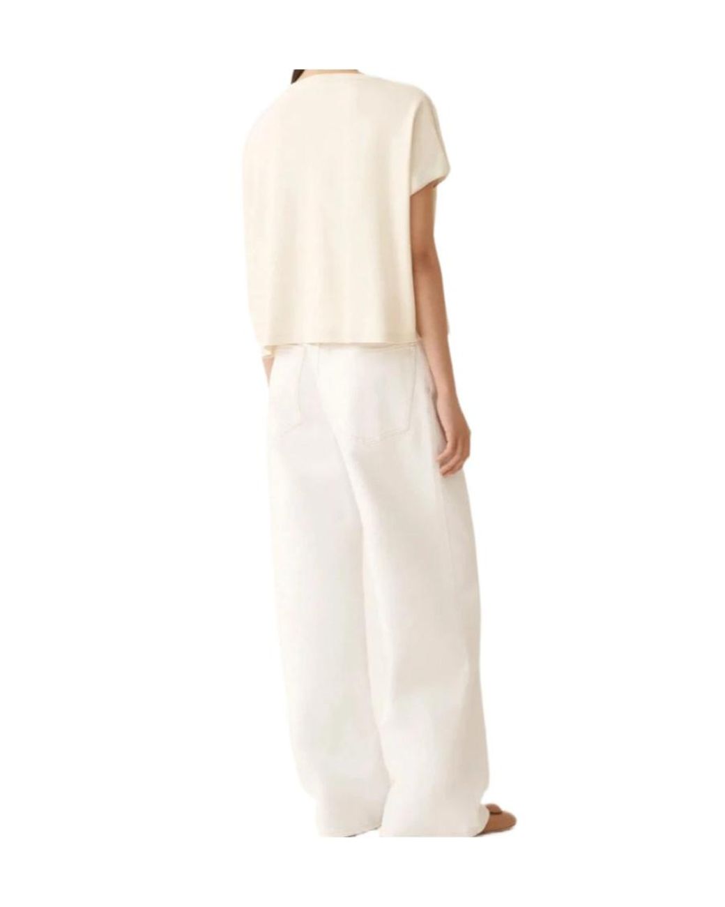 Fabiana Filippi White Relaxed Cap-Sleeved T-Shirt