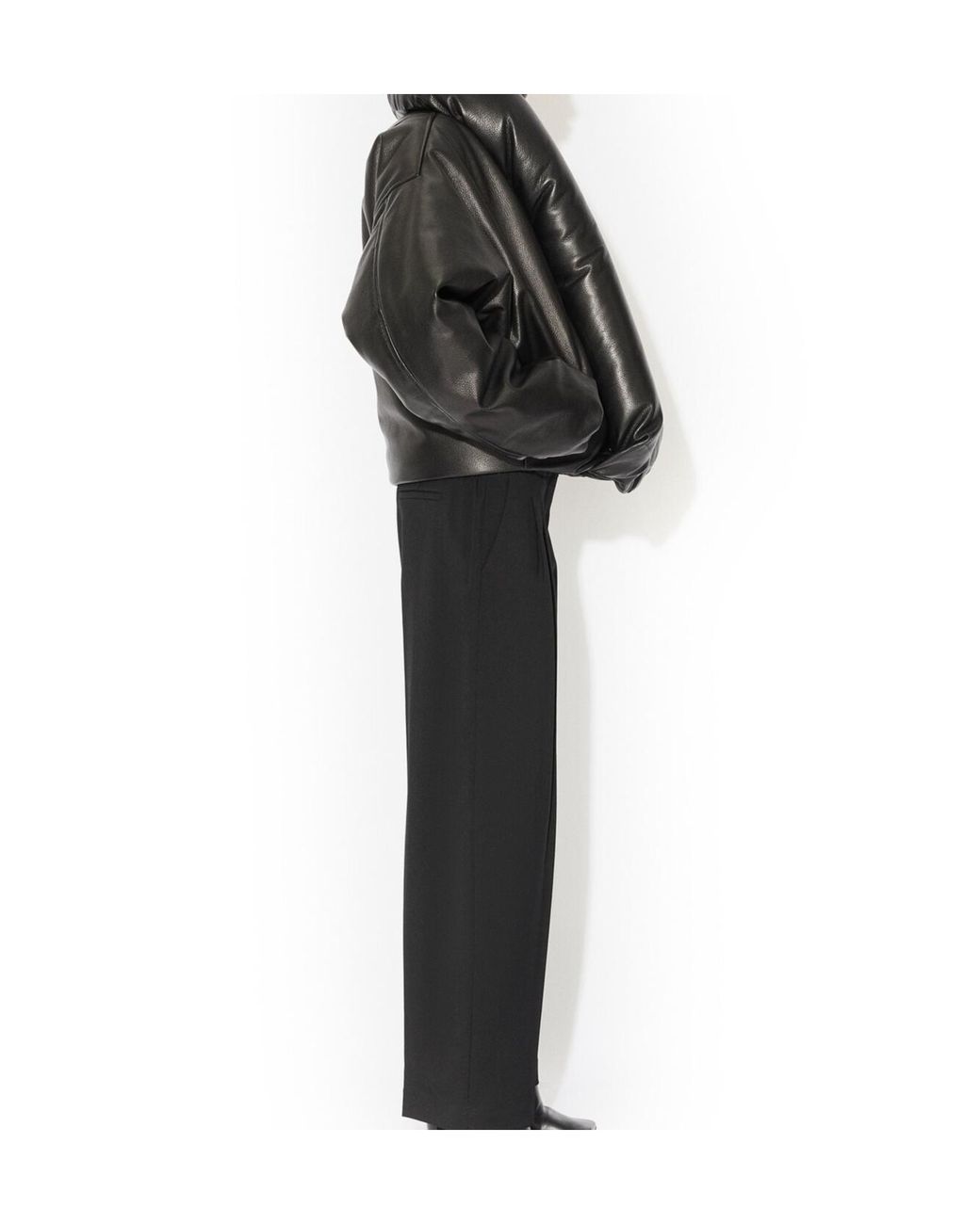 Alaïa Black Padded Leather Bomber Jacket