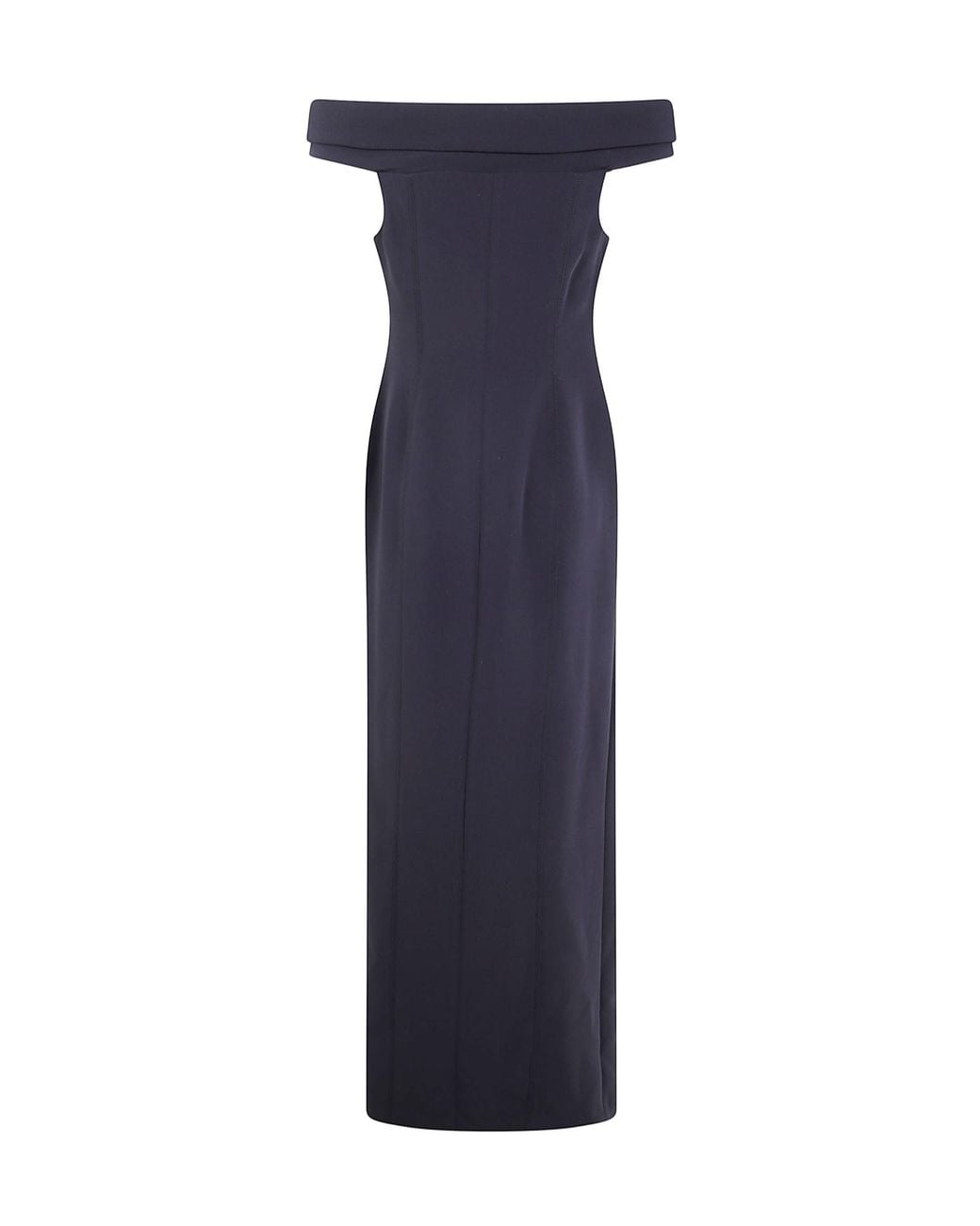 Ralph Lauren Blue Lauren Off-Shoulder Fitted Bodice Maxi Dress