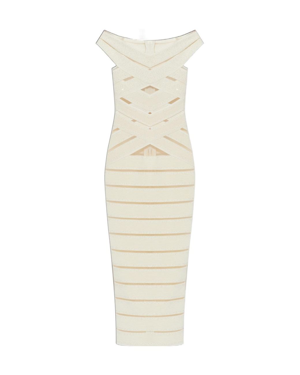 Balmain White Bandage Cut-Out Midi Dress