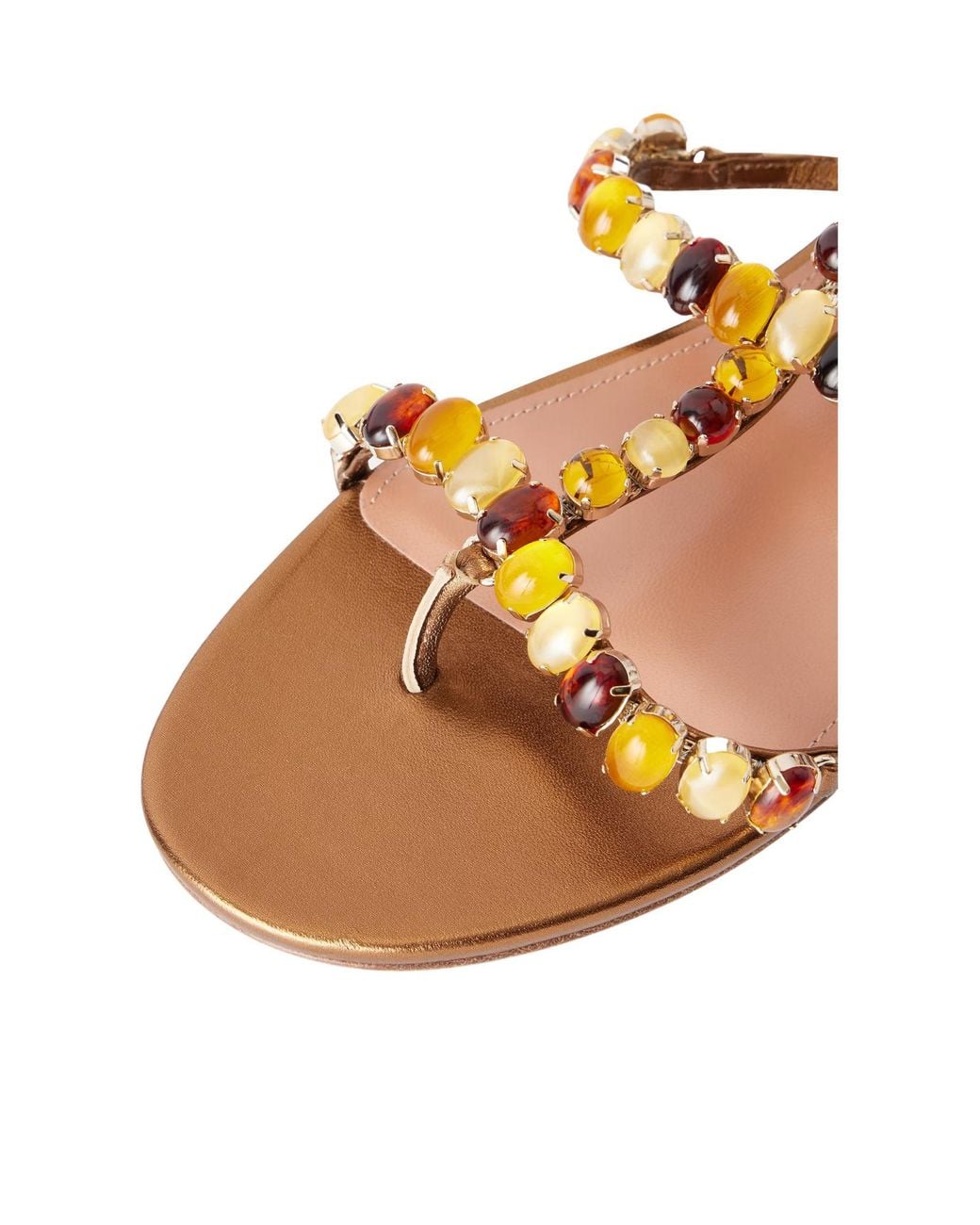 Aquazzura Brown Embellished Leather Sandals