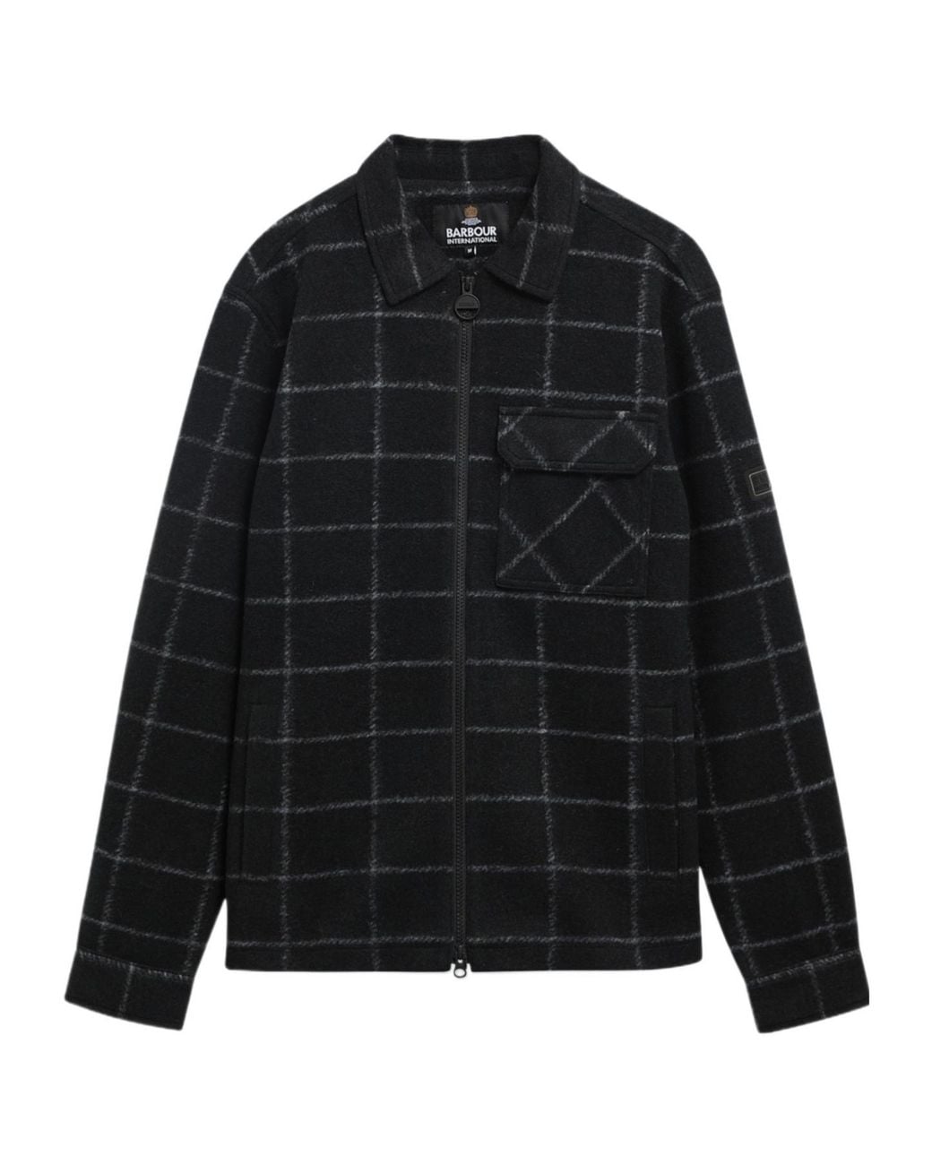 Barbour Black Check-Pattern Zip-Up Jacket for men