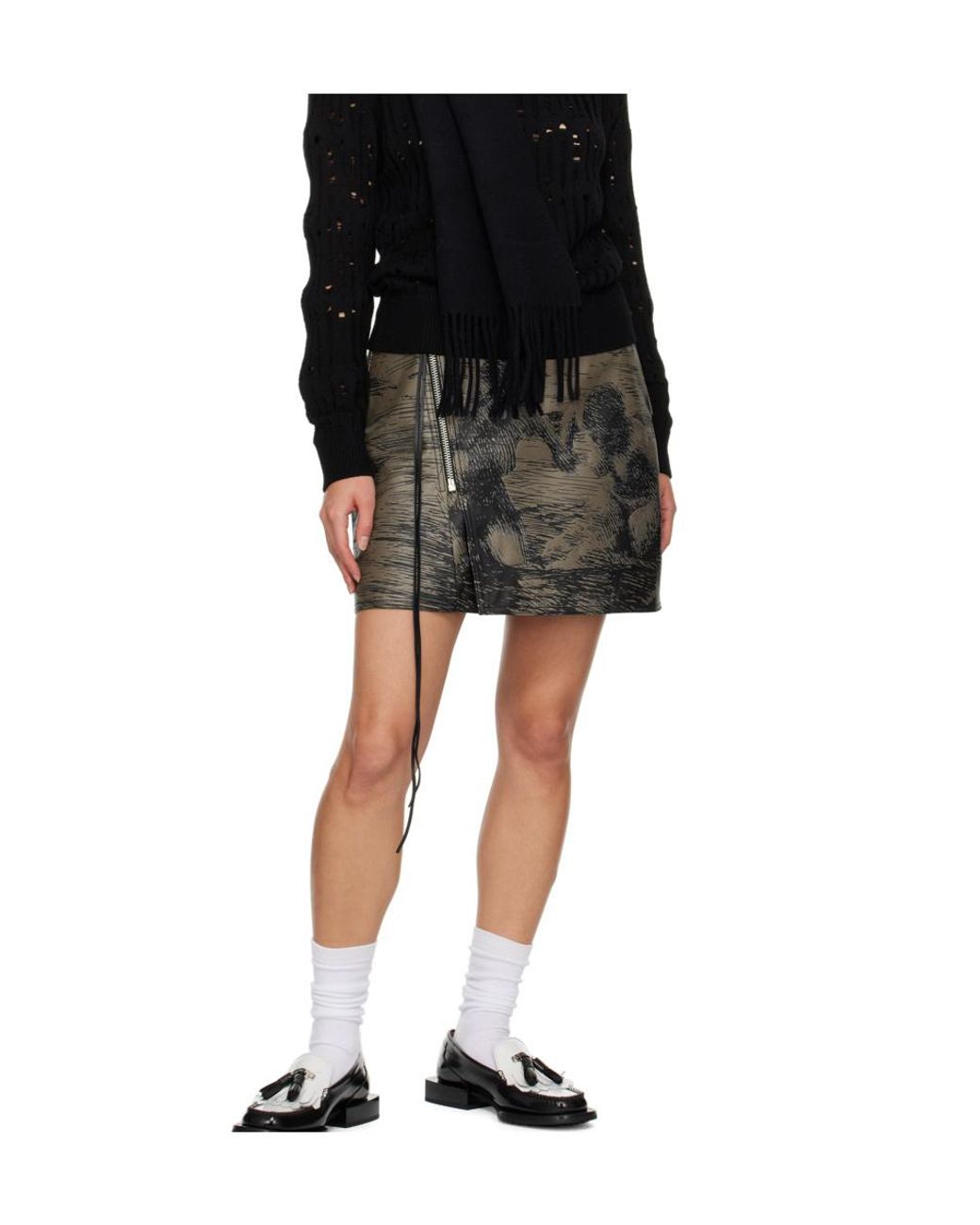 Eytys Black Brown Rogue Leather Miniskirt