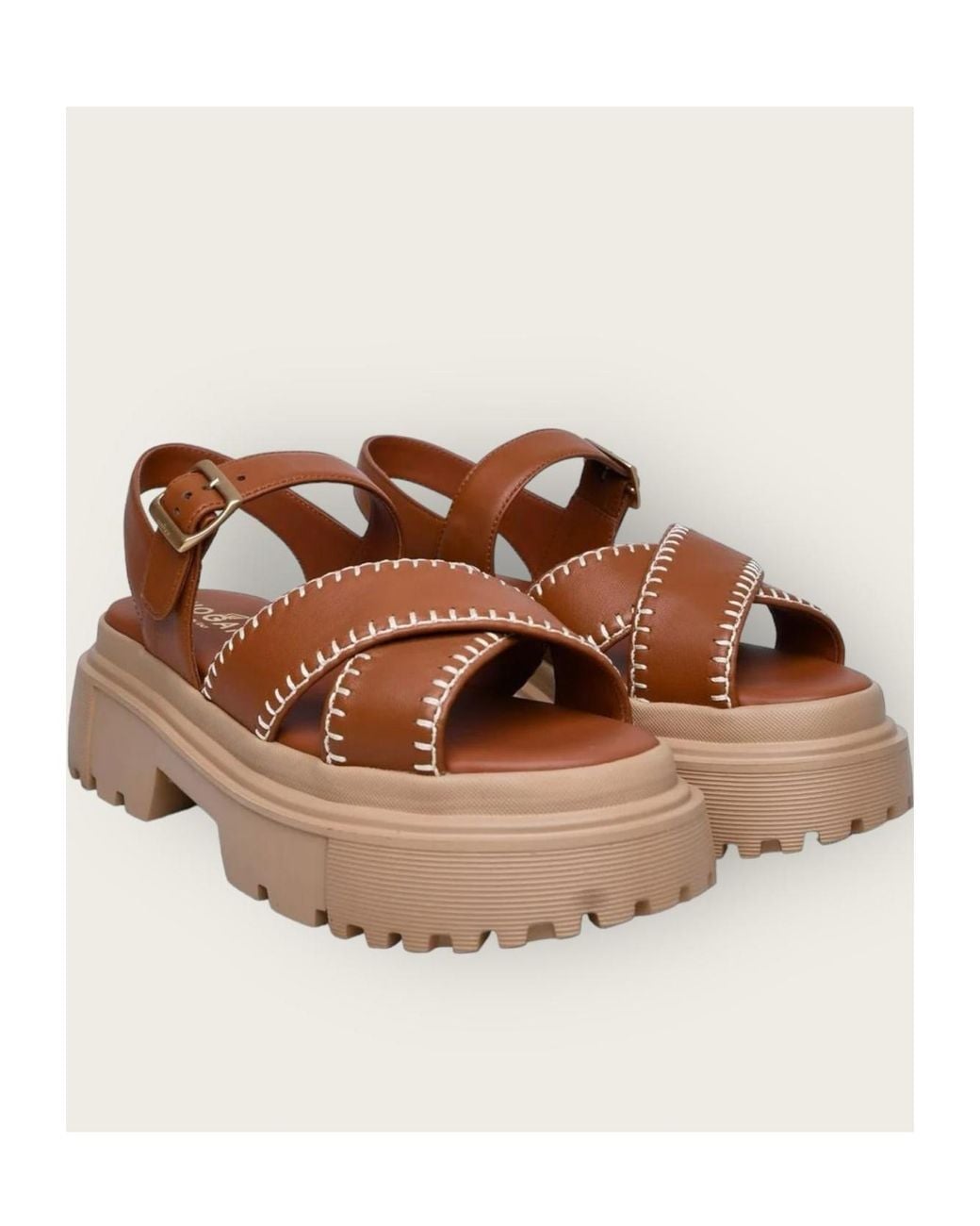 Hogan Brown Open Toe Flat Sandals