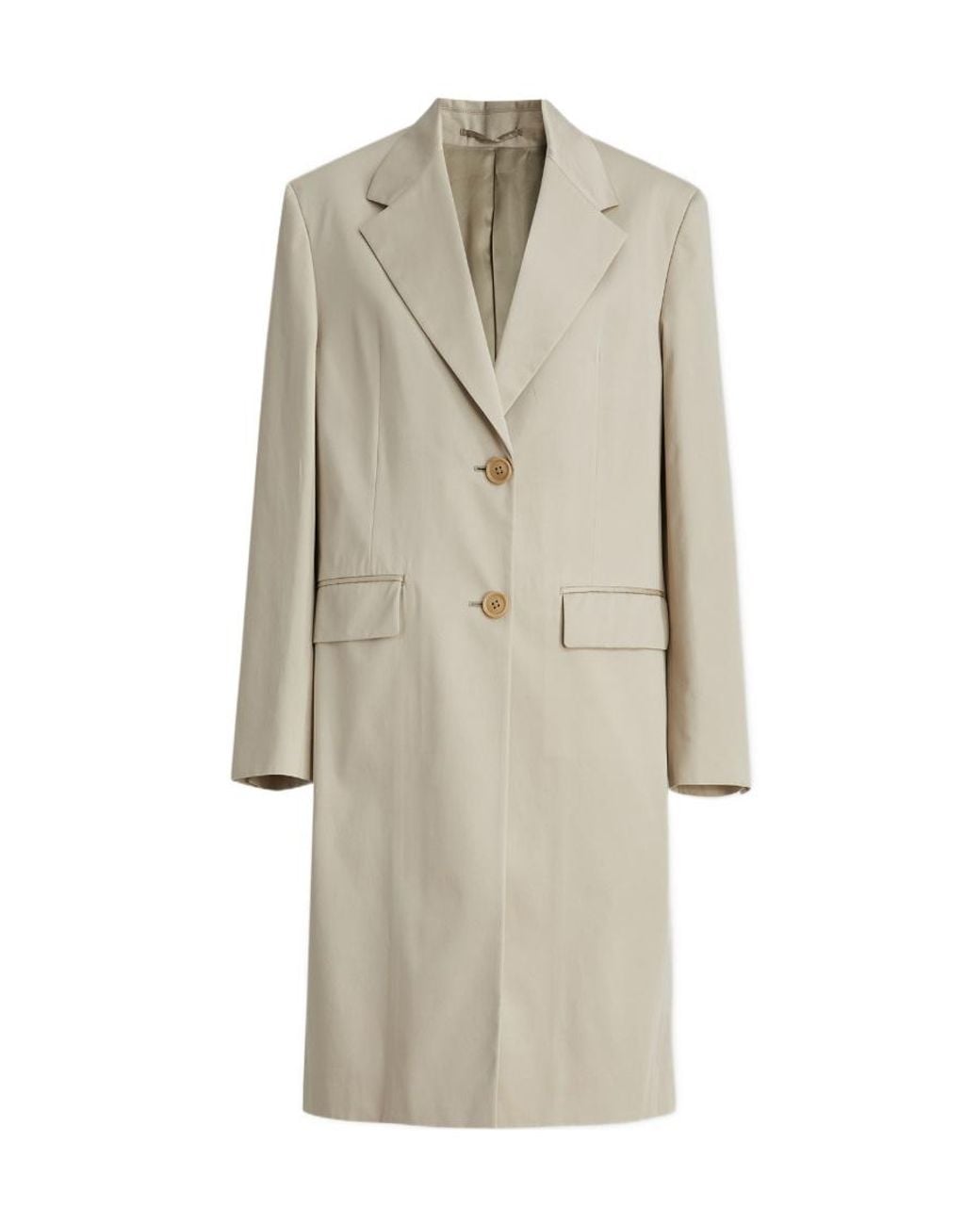 Prada Natural Single-Breasted Long-Sleeved Coat