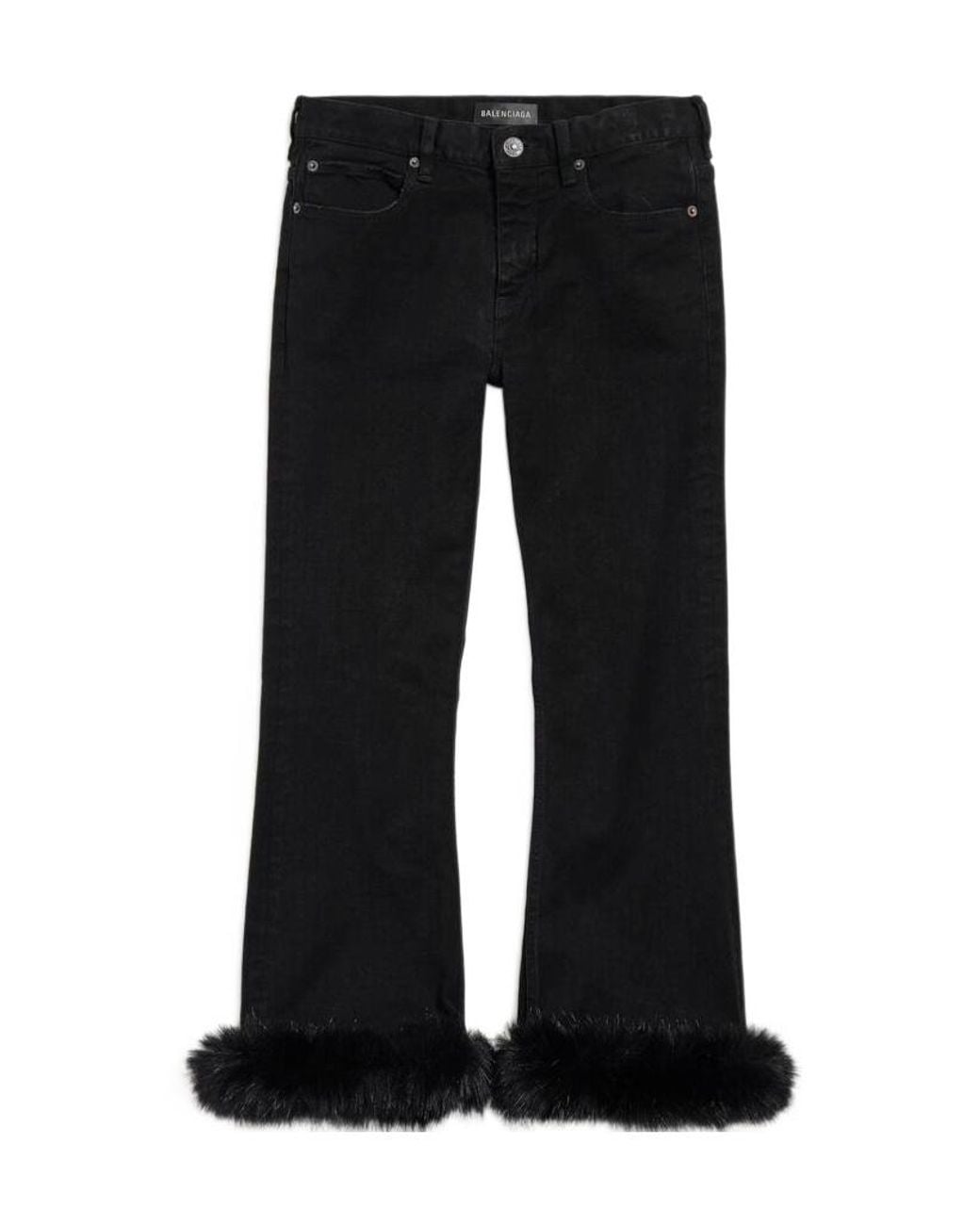 Balenciaga Black Flared Trim Detailed Pants