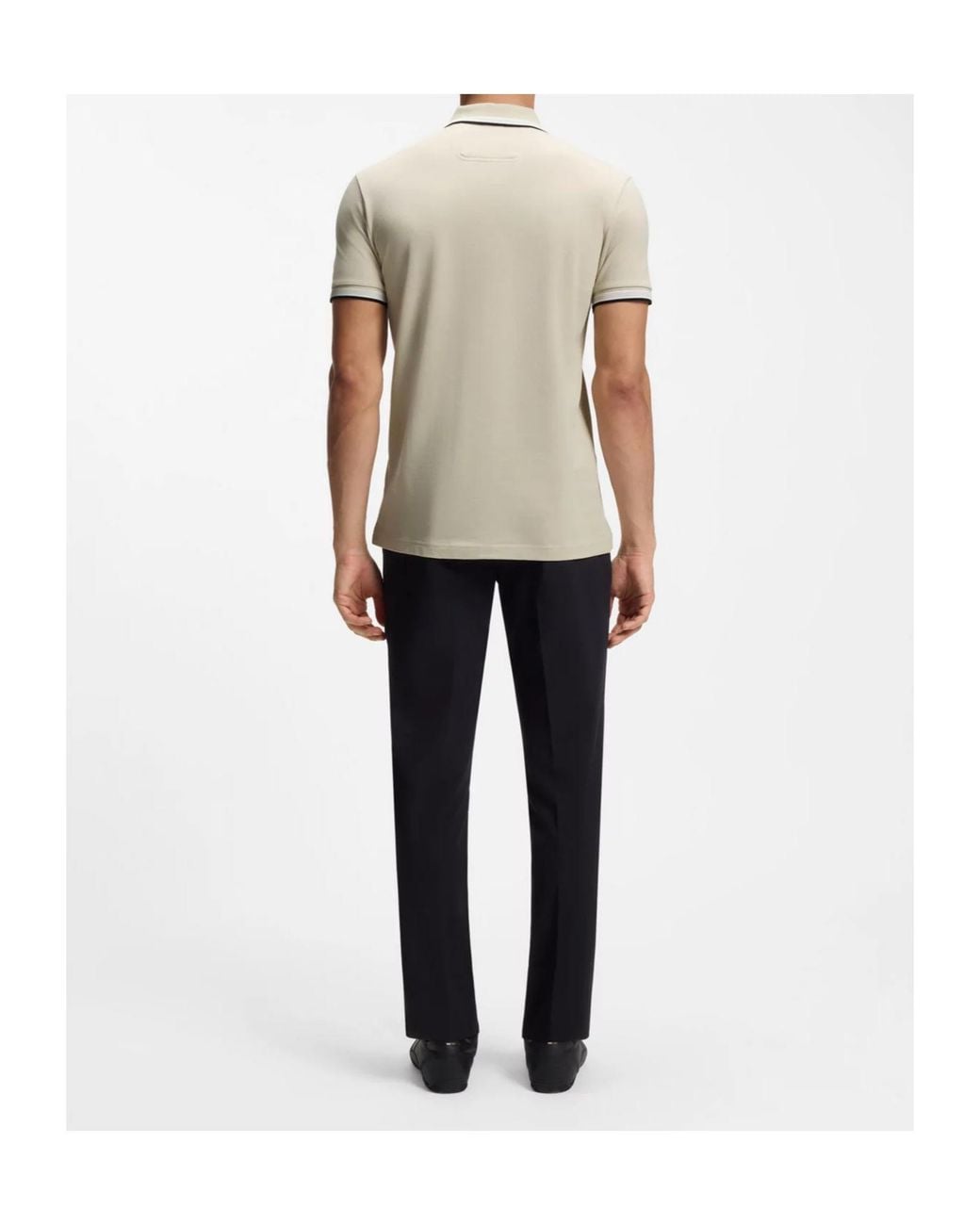 Boss White Tipped Logo Polo Shirt for men