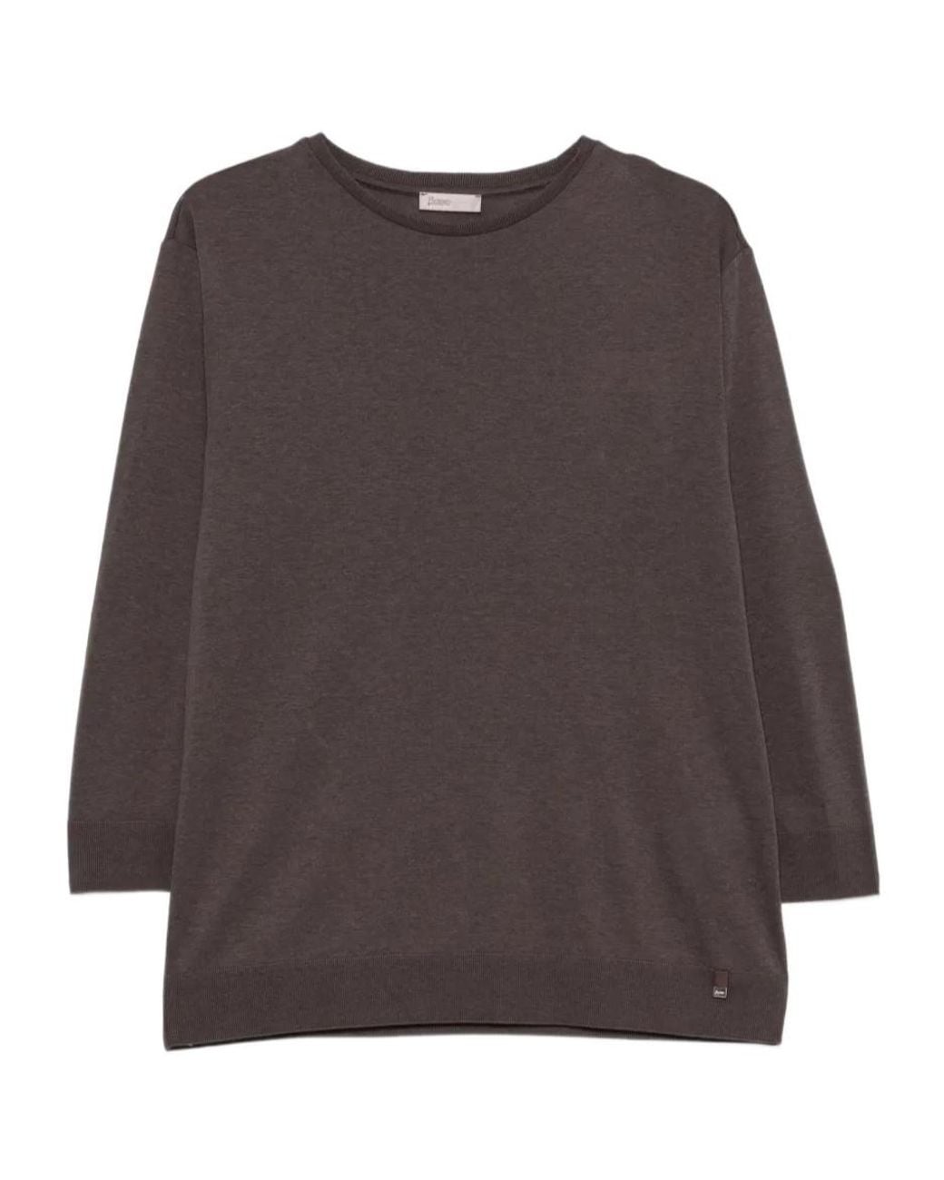 Herno Brown Crew-Neck Long-Sleeve Top