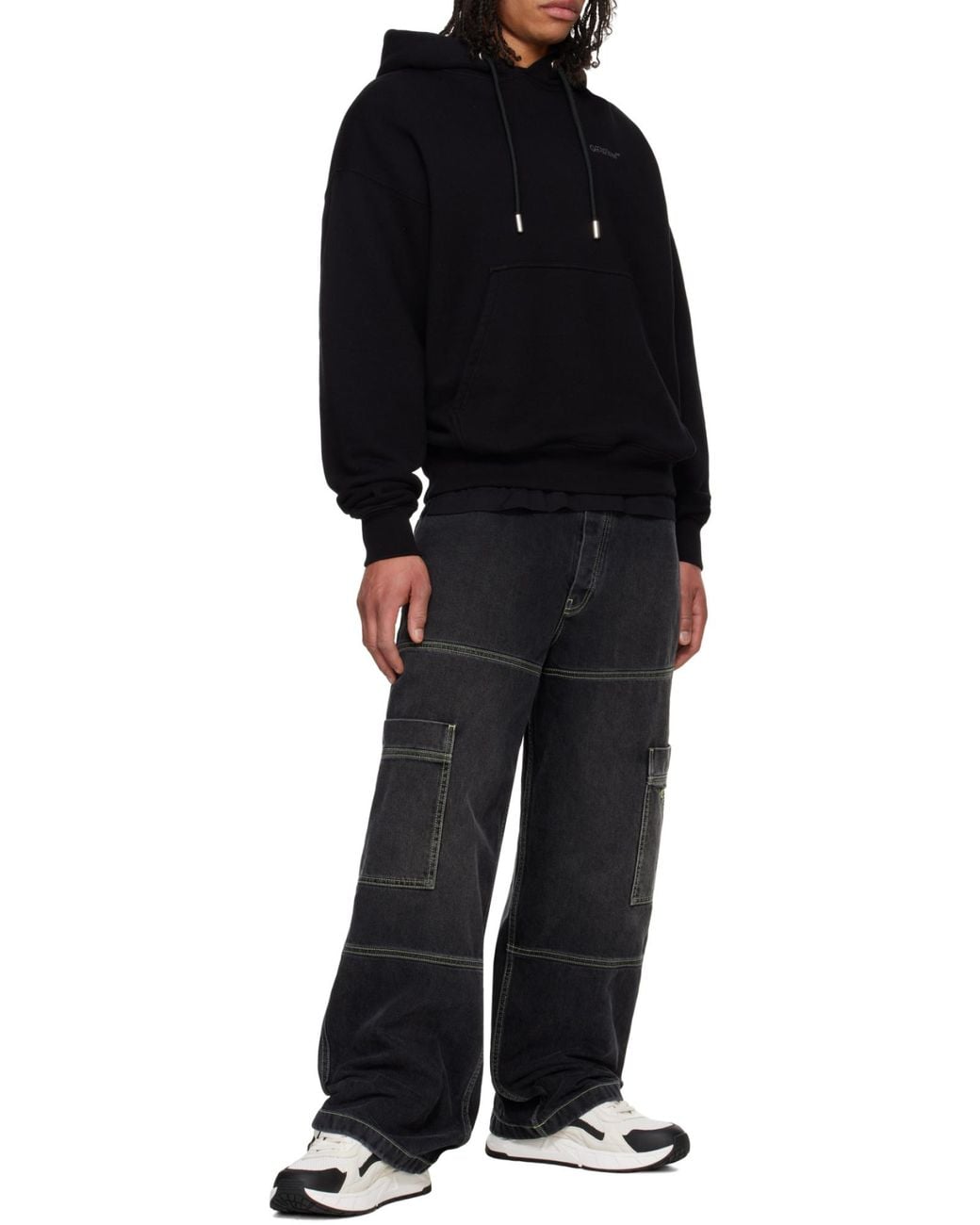 Off-White c/o Virgil Abloh Black Irregular Cargo Jeans for men