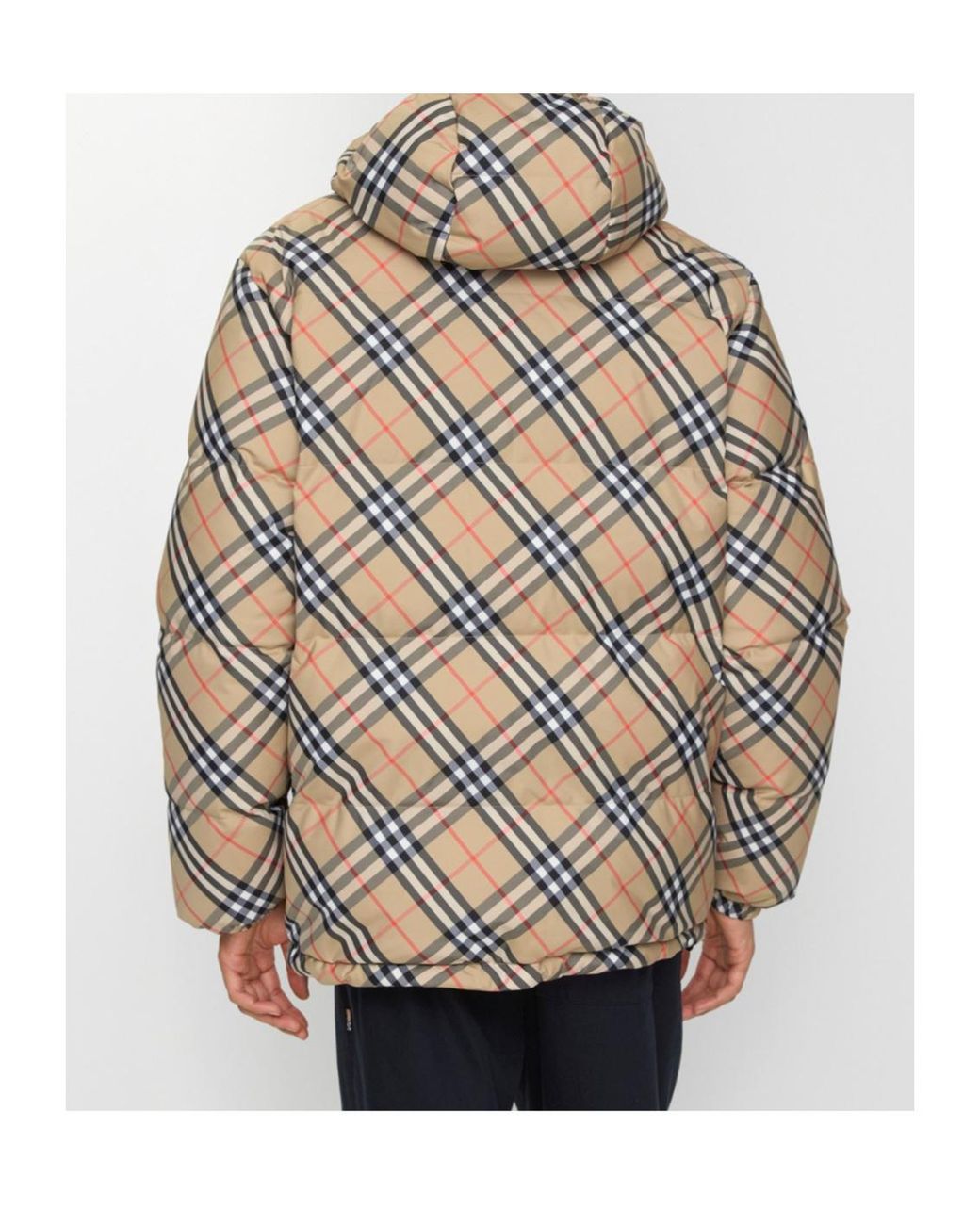 Burberry Black Down Reversible Check Puffer Jacket for men