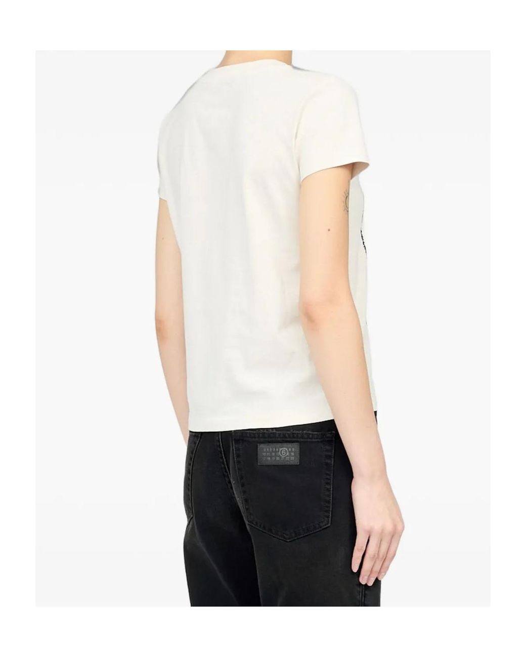 MM6 by Maison Margiela White Apple-Print T-Shirt