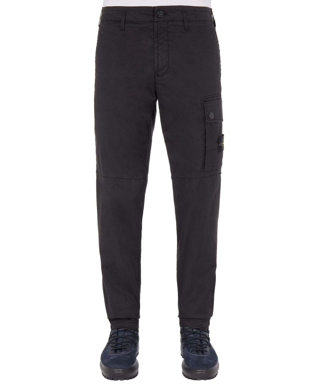 Stone Island Black Compass-Patch Cargo Trousers for men