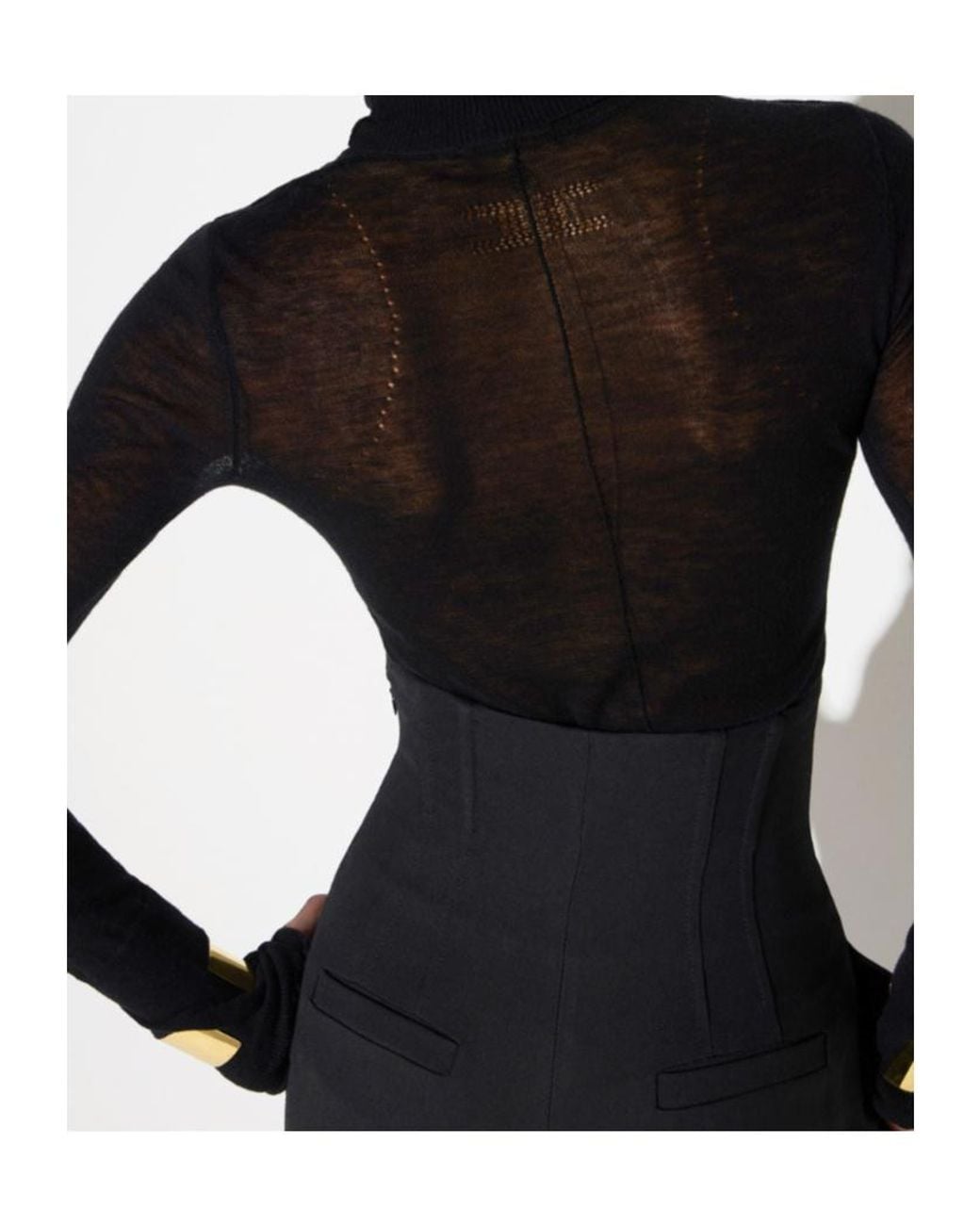 Elisabetta Franchi Black Ribbed Jumper