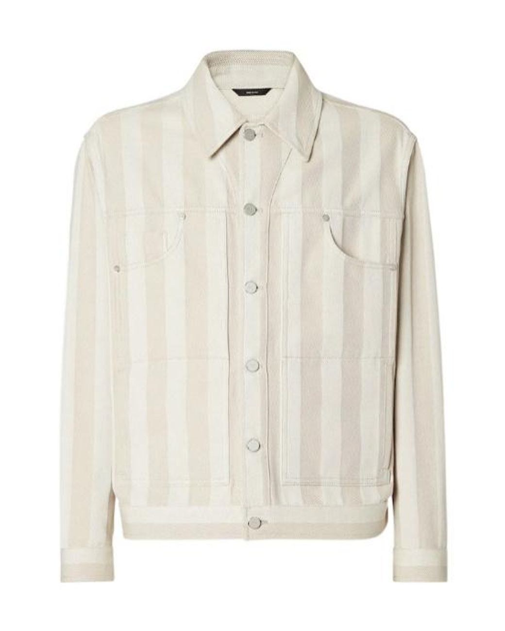 Fendi White Pequin Striped Denim Jacket for men