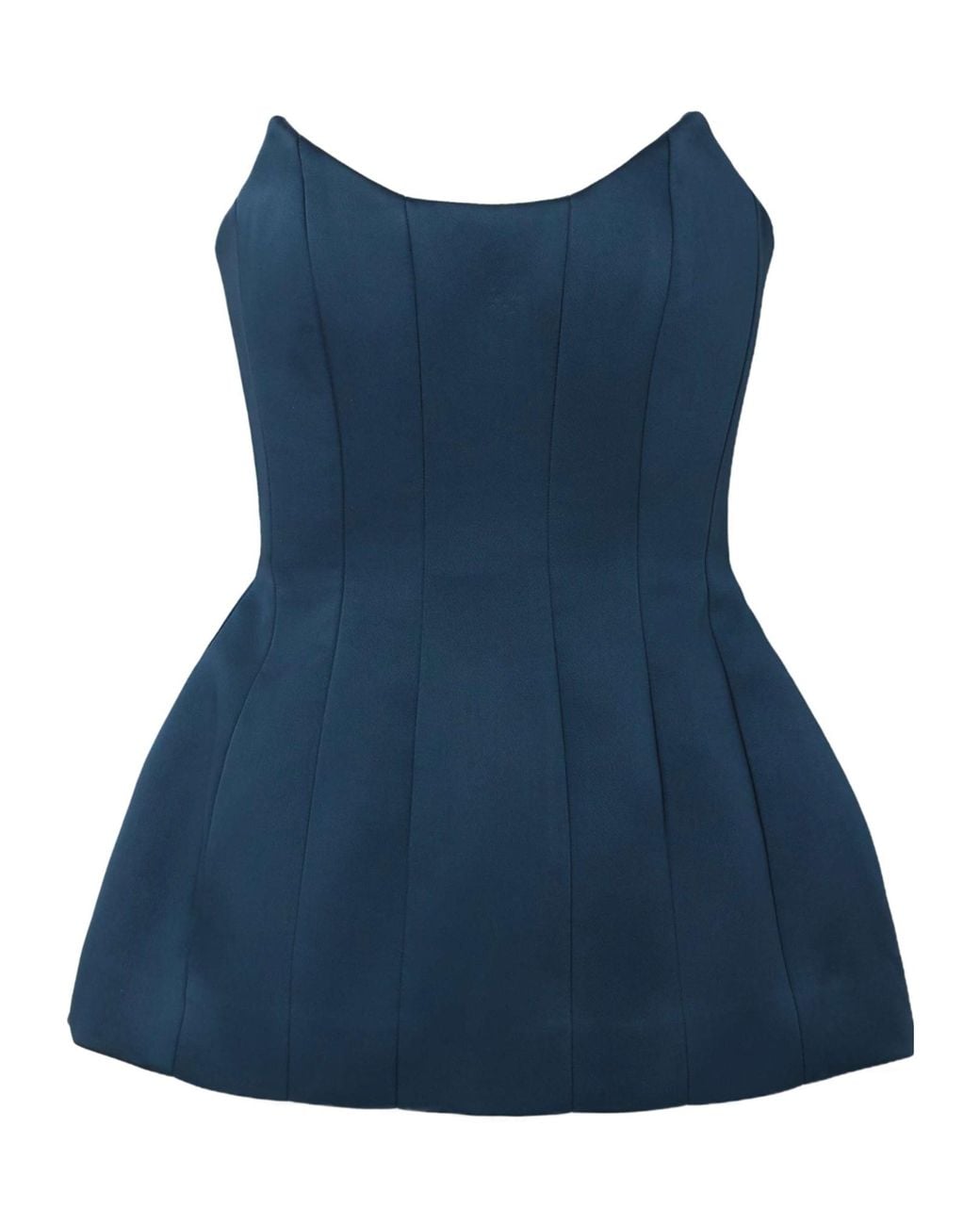 Rebecca Vallance Blue Elivera Paneled Strapless Satin Top