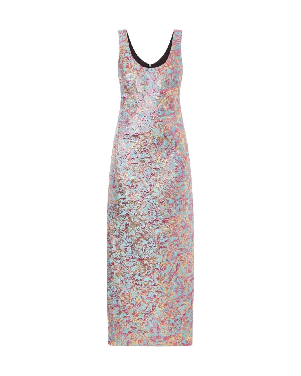 Dries Van Noten Purple Sleeveless Jacquard Dress