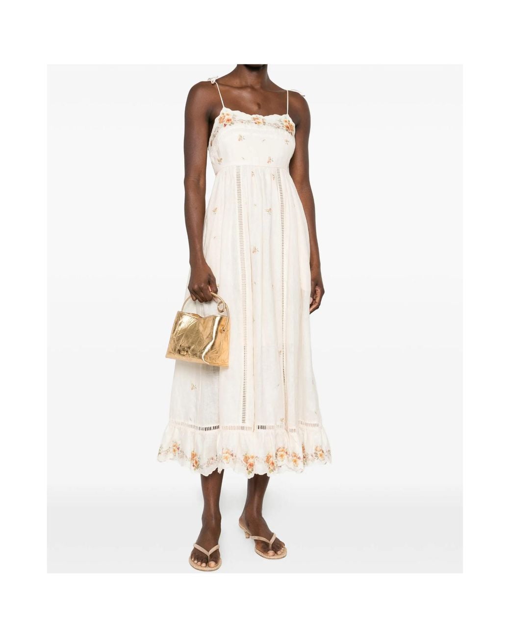 Zimmermann White Embroidered Linen Maxi Dress