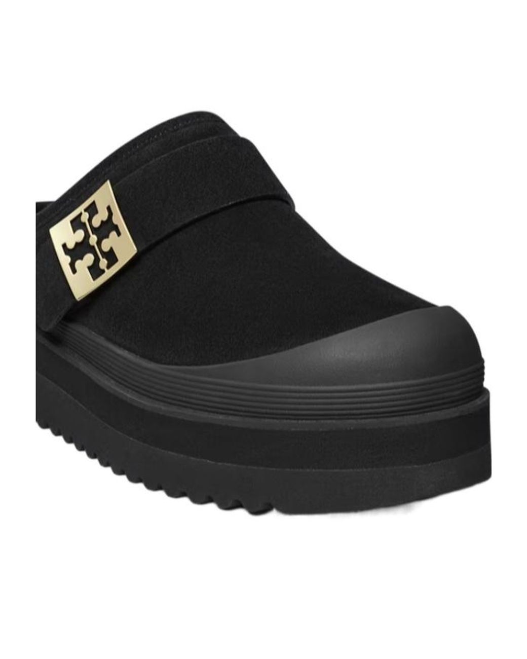Tory Burch Black Mellow Shearling Platform Mules