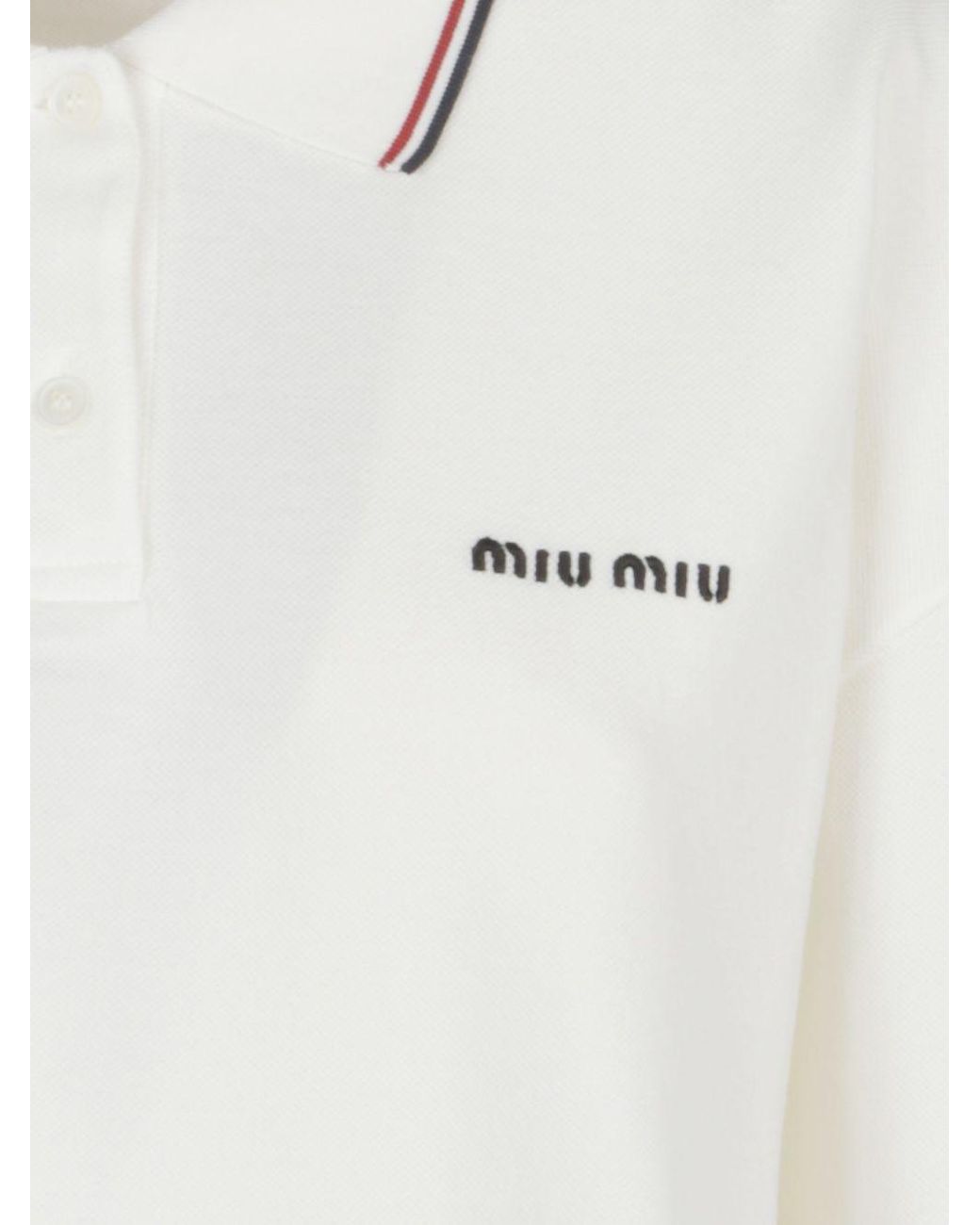 Miu Miu White Piqu Polo Shirt