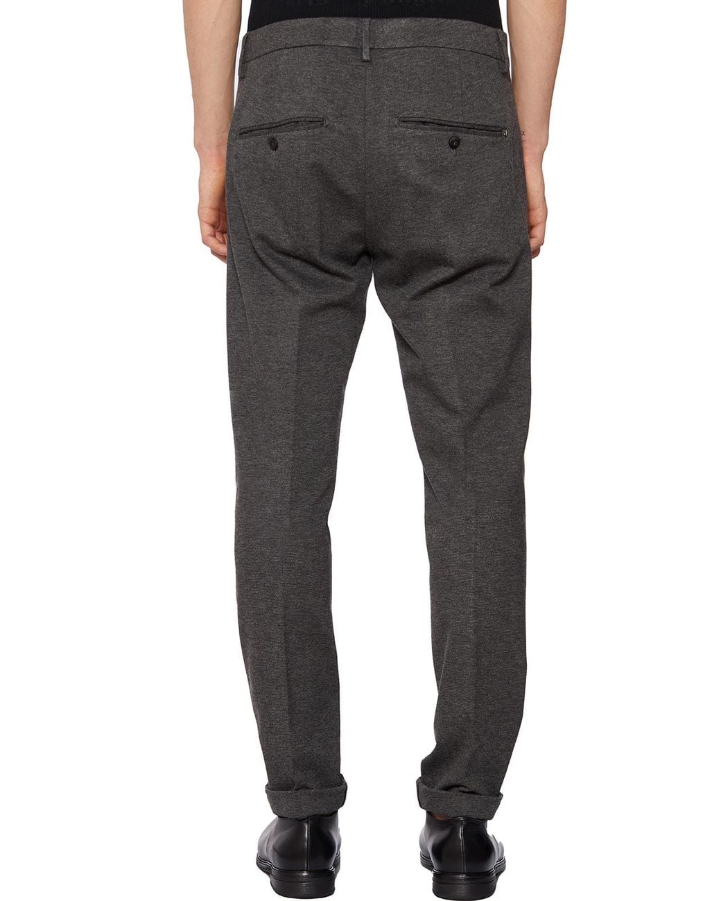 Dondup Gray Pleated Zip-Detail Casual Trousers for men