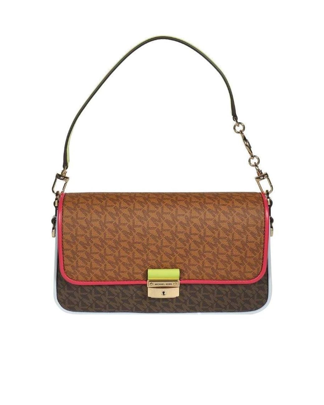 Michael Kors Brown Michael Bradshaw Small Color-Block Shoulder Bag