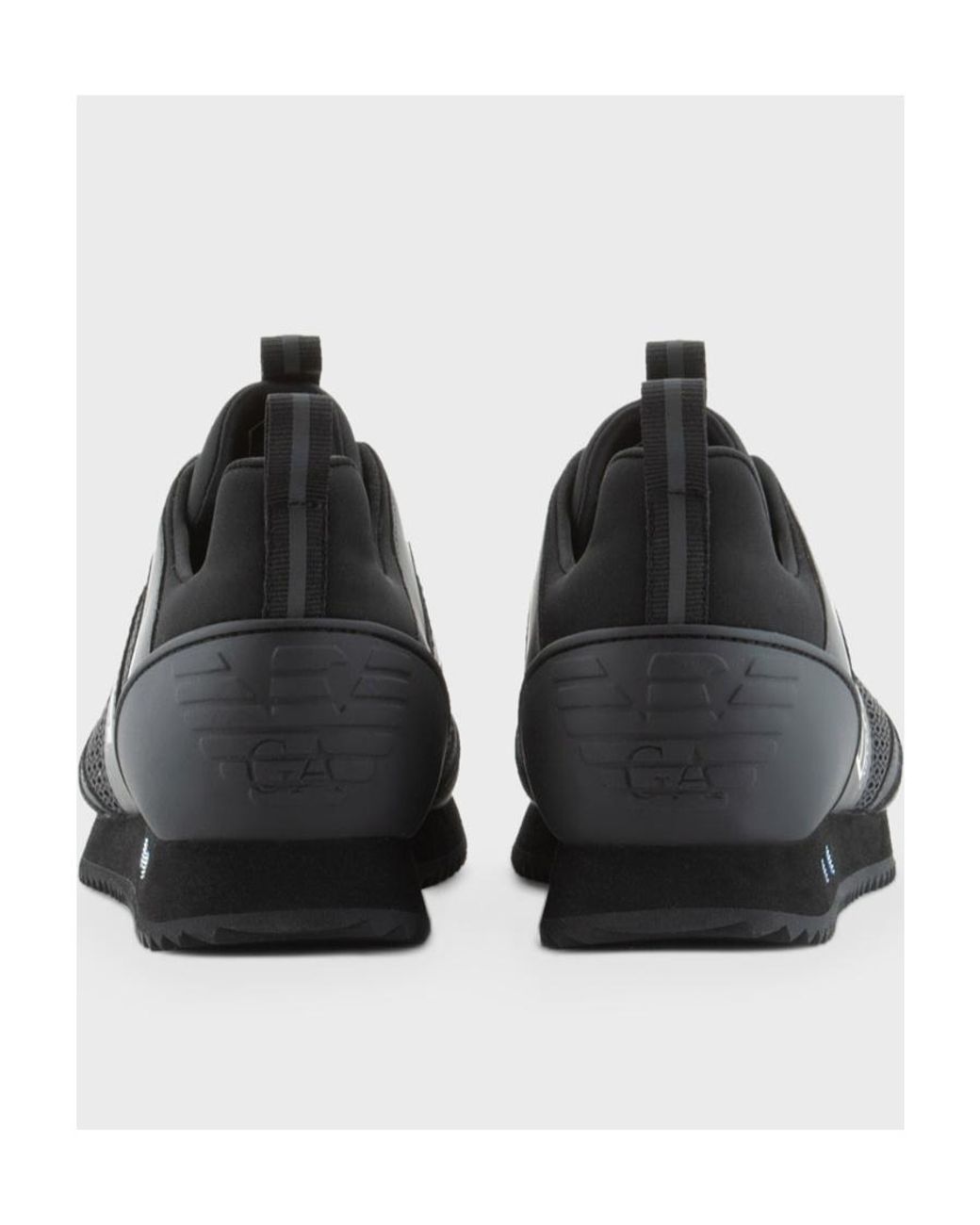 EA7 Black Logo-Print Panelled-Design Sneakers for men