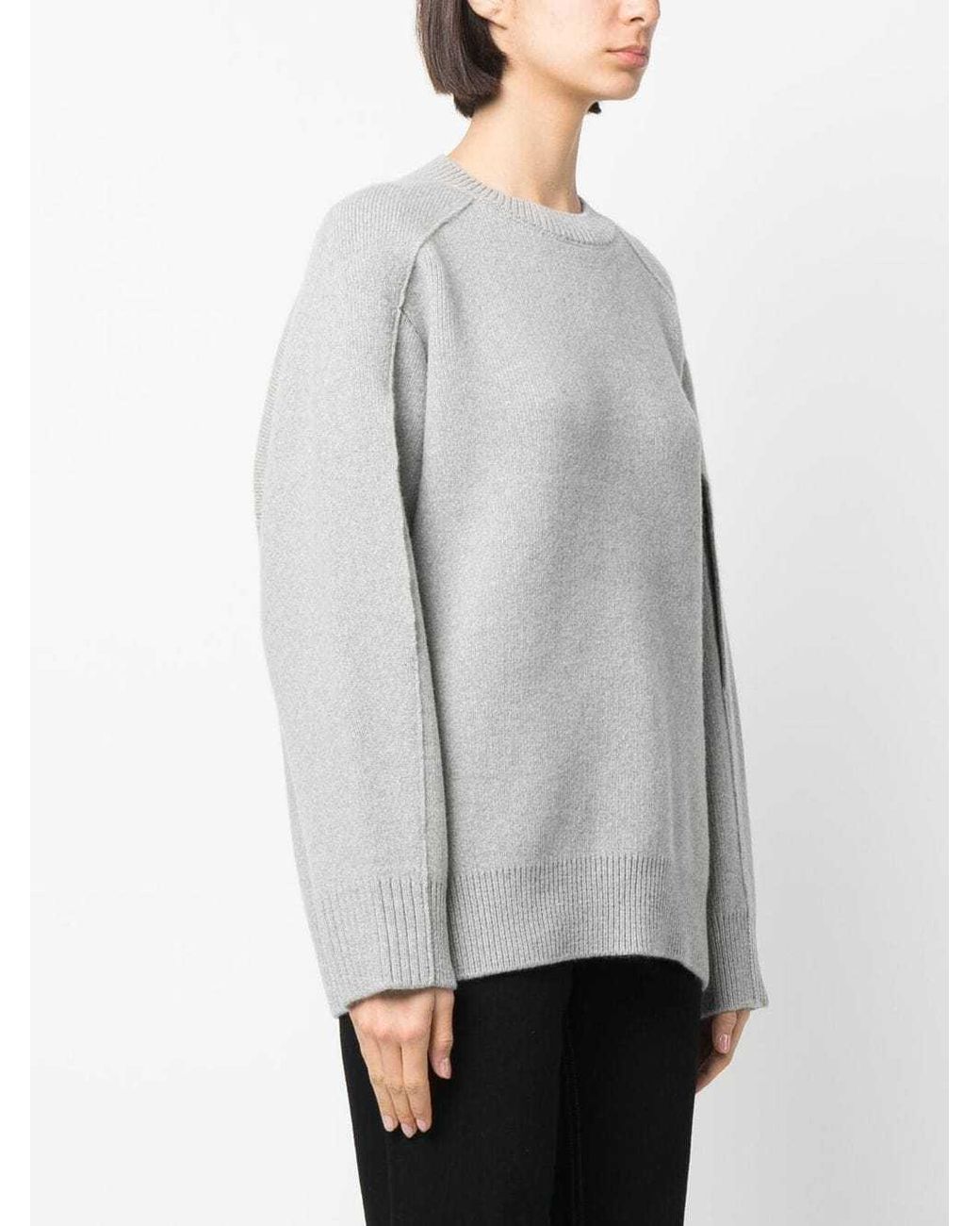 Lanvin Gray Round-Neck Cape-Back Jumper