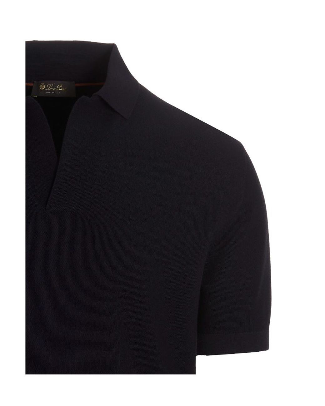 Loro Piana Black Basic Short-Sleeved Polo Shirt for men
